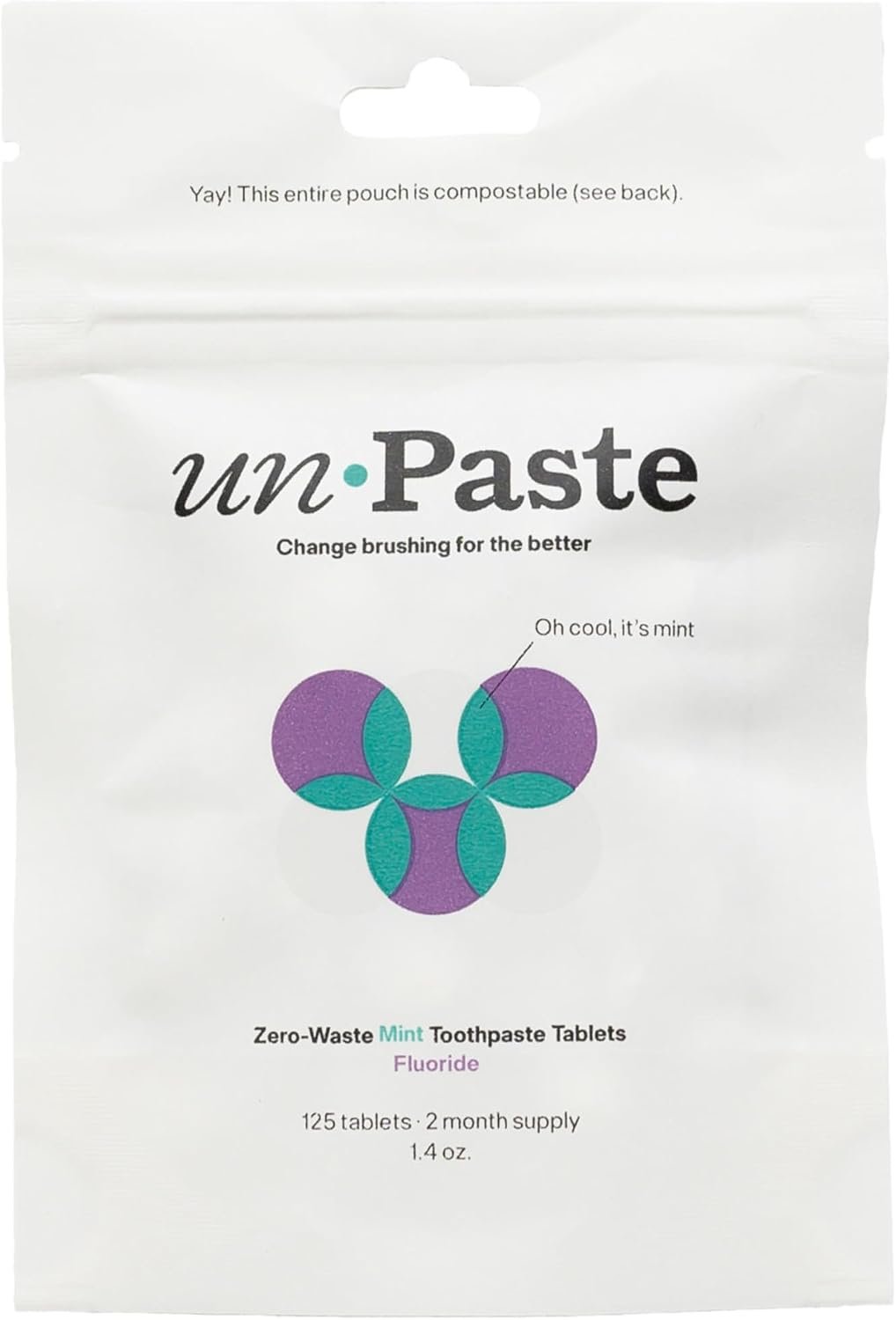 Unpaste Fluoride Toothpaste Tablets, Mint, 125ct