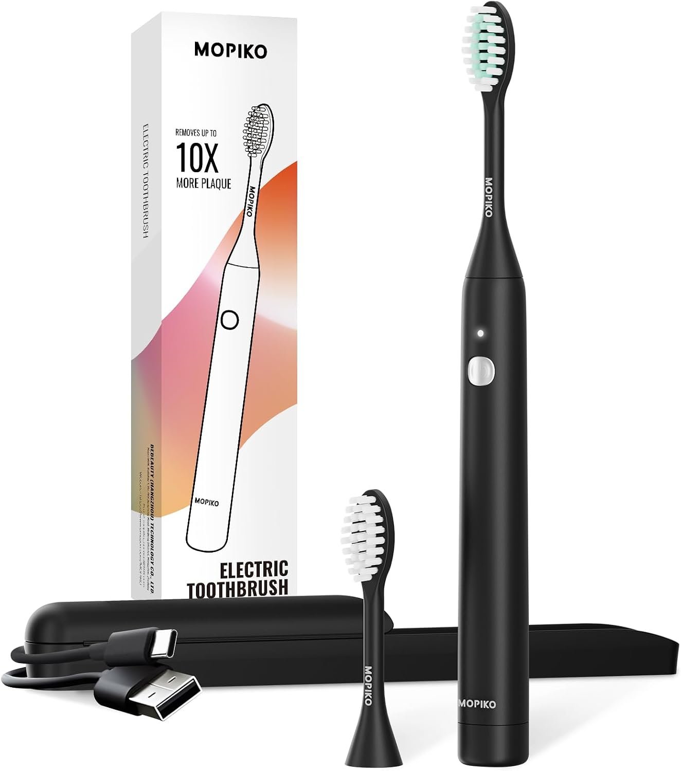 Sonic Electric Toothbrush for Adults – Type C Rechargeable Portable 3 Modes Black Sonic Electric Toothbrush with Travel Kit