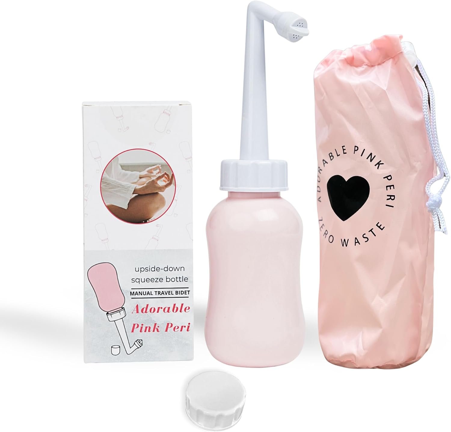 Adorable Pink Peri – Peri Bottle After Birth Care for Postpartum Essentials Feminine Pink Portable Bidet Water Squeeze Spray Bottle for Pain Relief tears Hemorrhoids with Bottle Cap 360 ml (12 oz)
