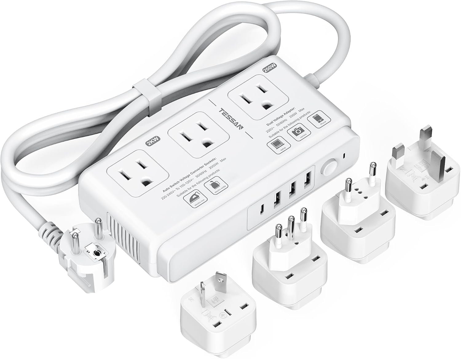 TESSAN 220V to 110V Voltage Converter, Universal Travel Adapter