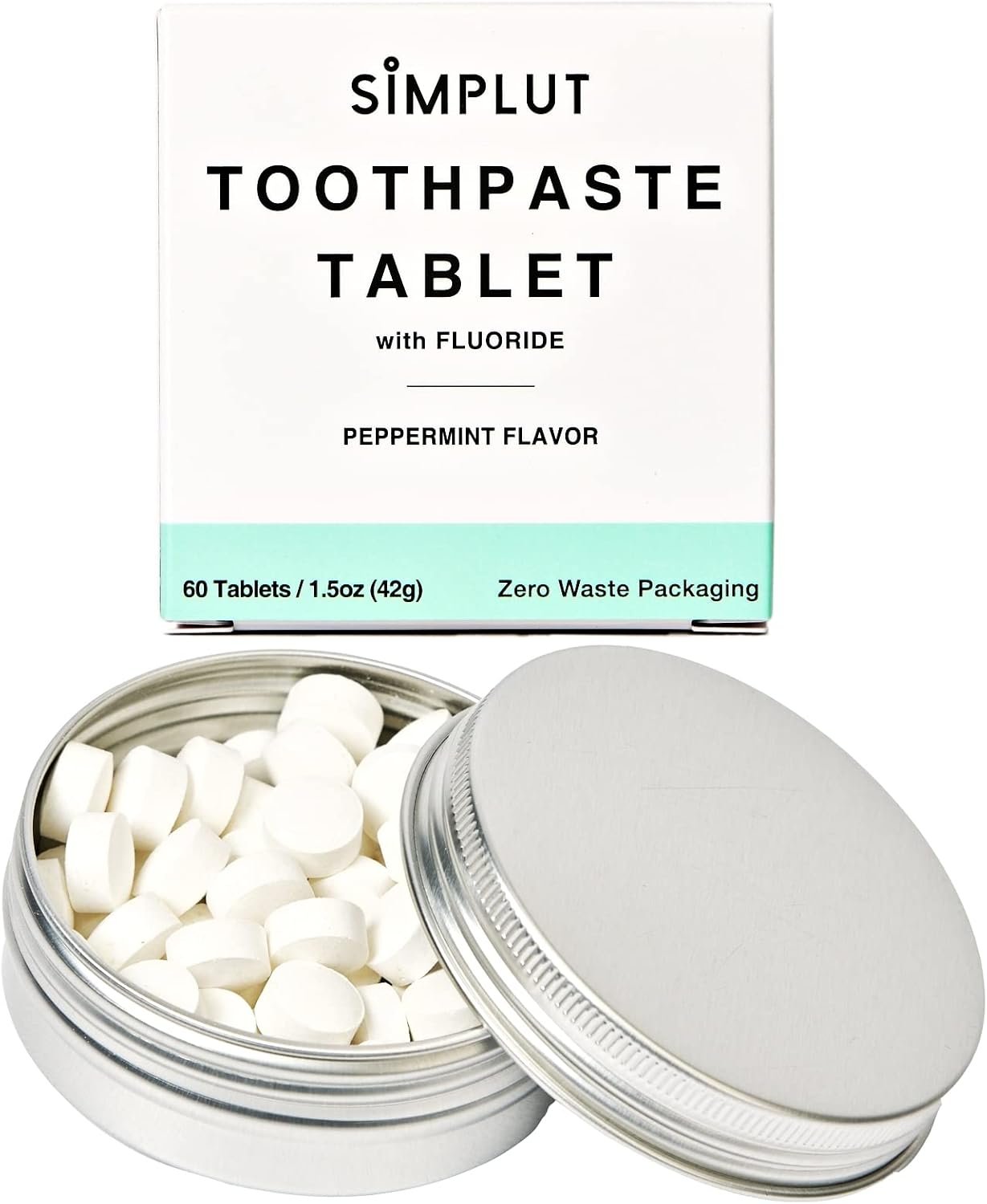 Chewable Toothpaste Tablets with Fluoride, 60 Pack – Travel Sized Oral Care, Eco Friendly Vegan Dental Tabs for Brushing – All Natural, SLS Free Ingredients for Adults – Peppermint Flavored