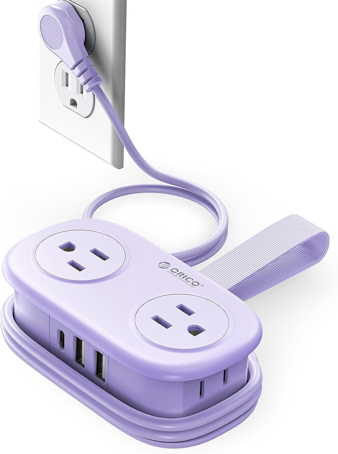 ORICO Purple Cruise Approved Travel Power Strip with 4FT Extension Cord