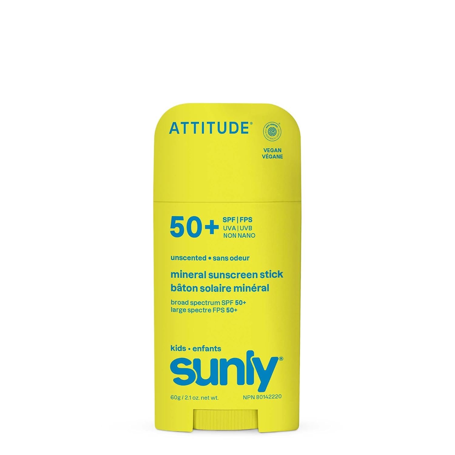Attitude Unscented Stick Face & Body Kids Mineral Sunscreen SPF 50, 60 GR