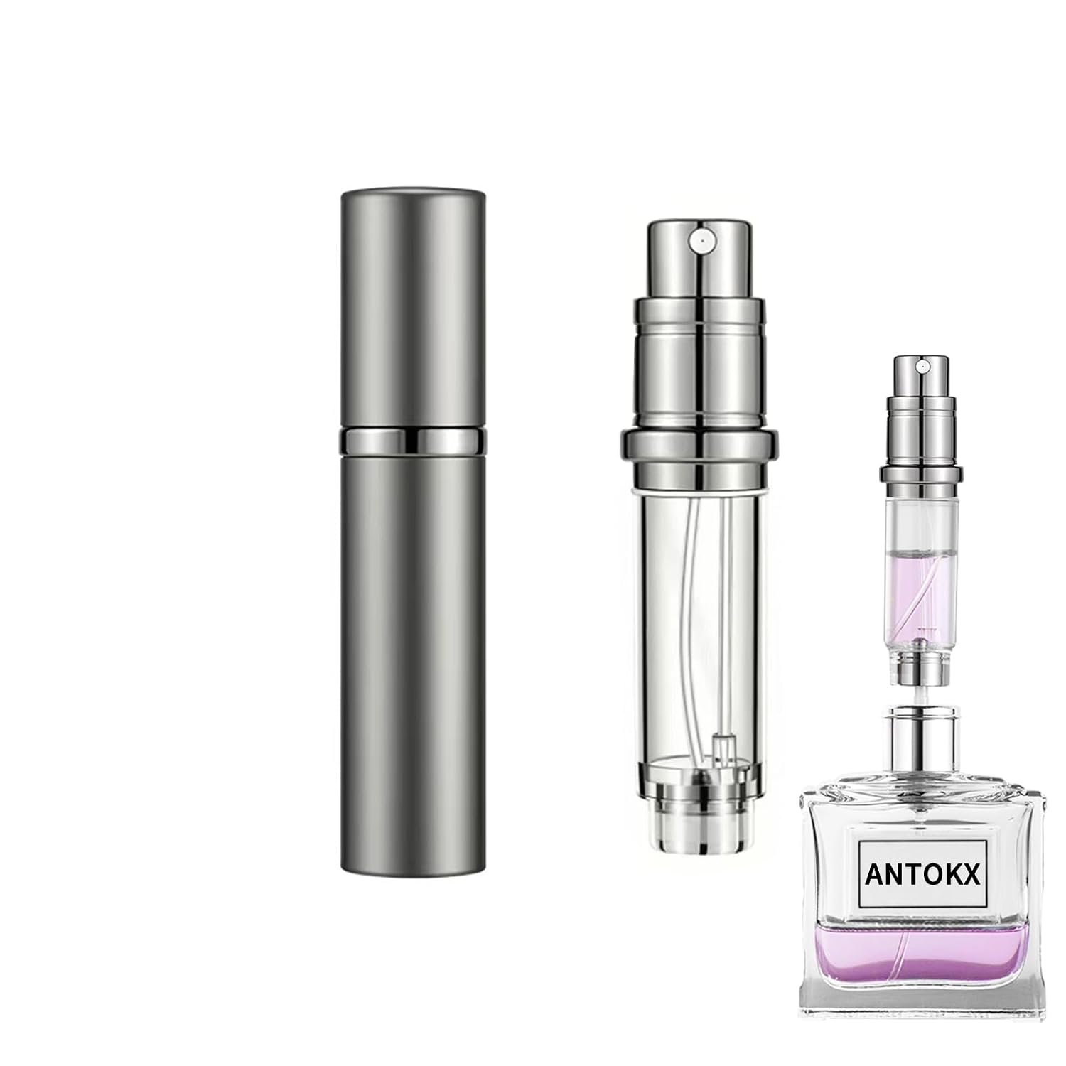 5ML Perfume Bottle Refillable Atomizer, Cologne Spray Bottle Travel (Gray)
