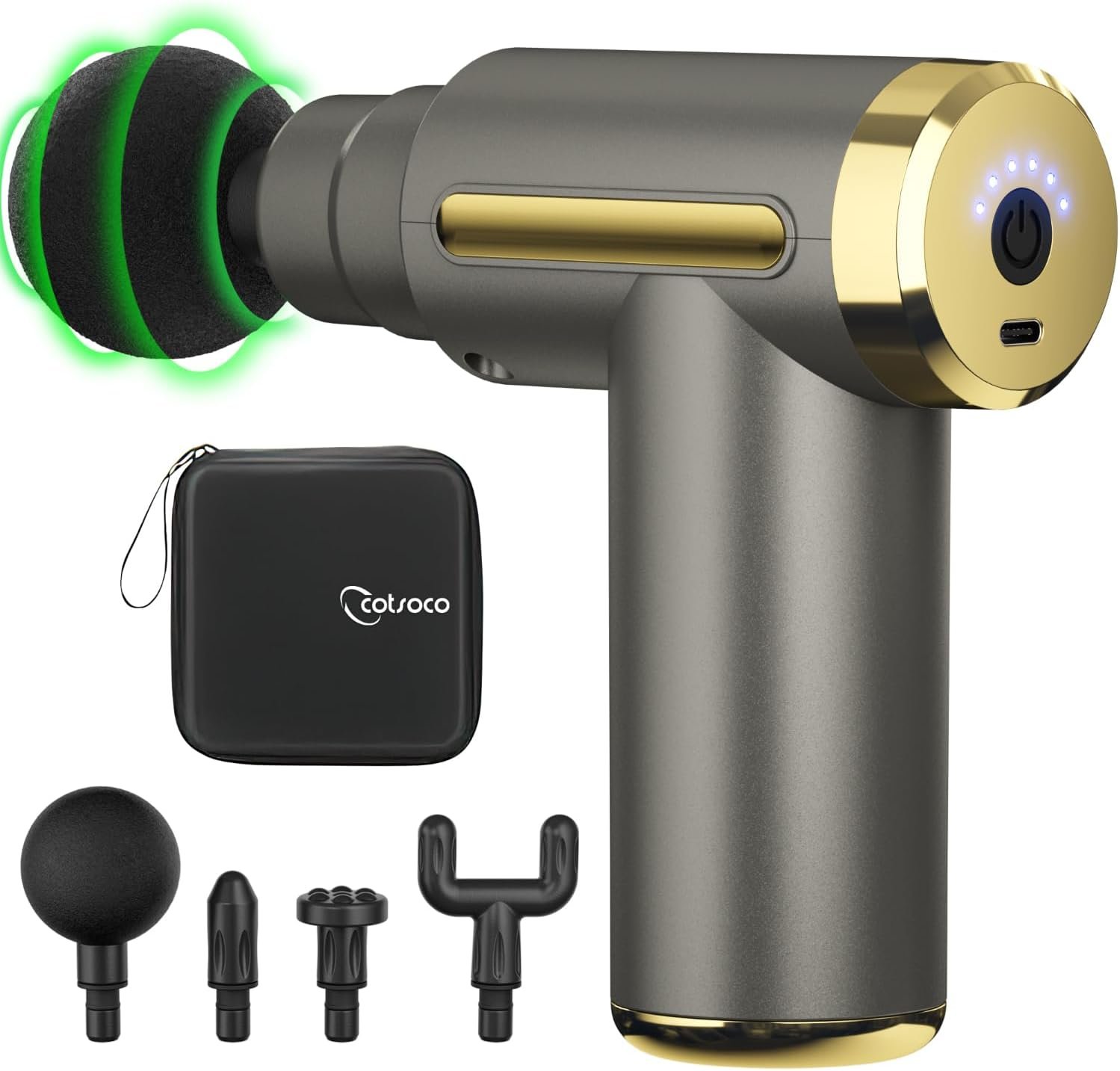 Jancane Mini Massage Gun, Deep Tissue Muscle Massager with 6 Speeds & 4 Heads, Super Quiet Handheld Percussion Massager for Pain Relief, Athletes, Office Workers & Parents, Portable Gift