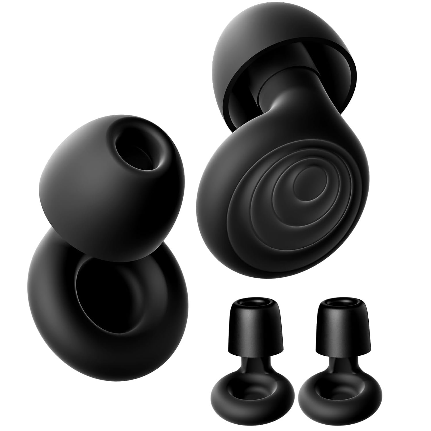Yawsoy Ear Plugs for Sleeping Noise Cancelling, Reusable Soft Noise Reduction Earplugs for Sleep, Focus, Travel, Work, Motorcycle, Concert with 6 Silicone Ear Tips and 6 Foam Ear Tips – 25-35dB Black