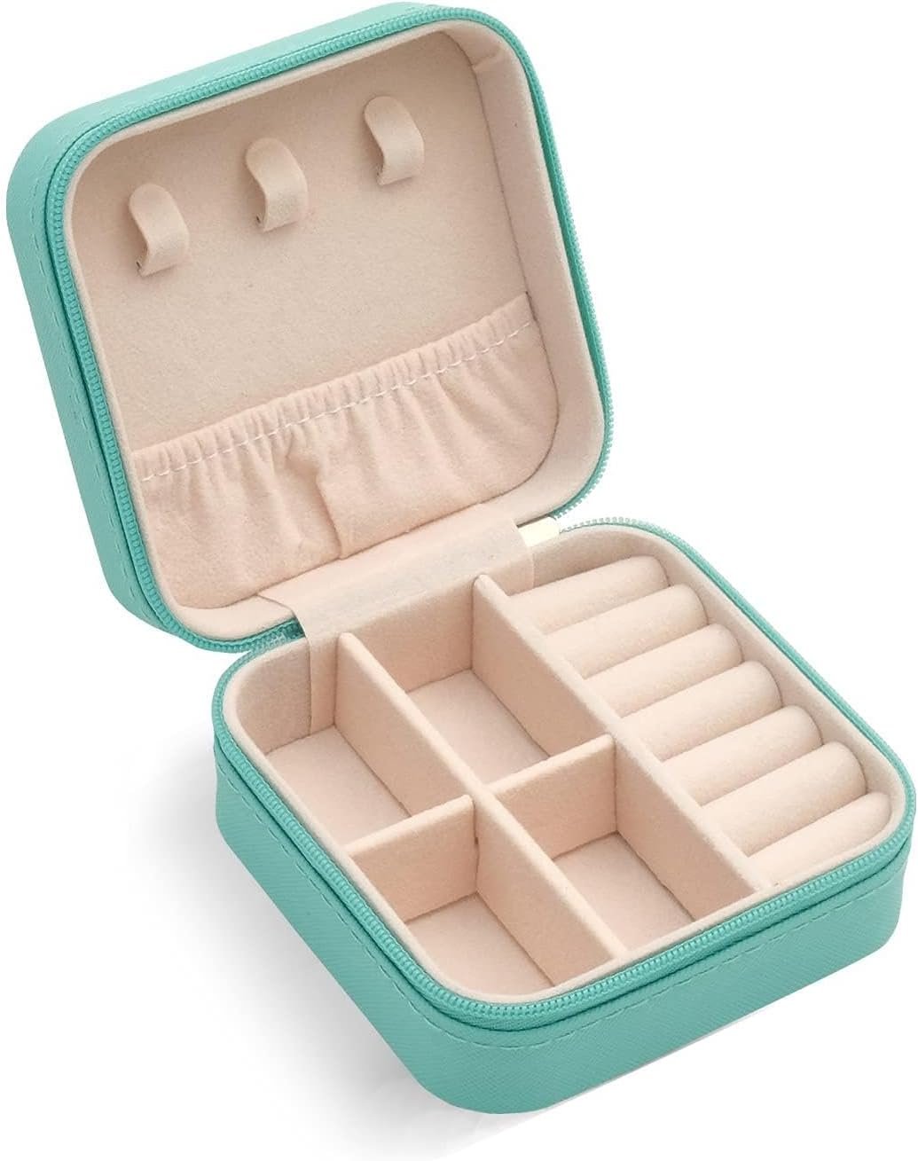 TRODANCE Mini Jewelry Travel Case, Small Portable Jewellry Organizer Box Portable Display Storage Box for Rings Earrings Necklaces, Gifts for Girl, Women, Wedding, Birthday, Mom, Mother’s Day (Blue)