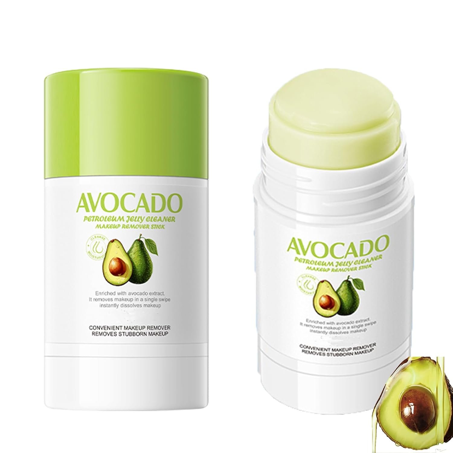 Etuanxi Travel Makeup Cleansing Cream – Cleansing Balm, 2 Packs Avocado Face Cleanser Stick, Gentle Makeup Removal, Travel Face Wash, Waterproof Mascara Makeup Remover Balm (2.1fl.oz)