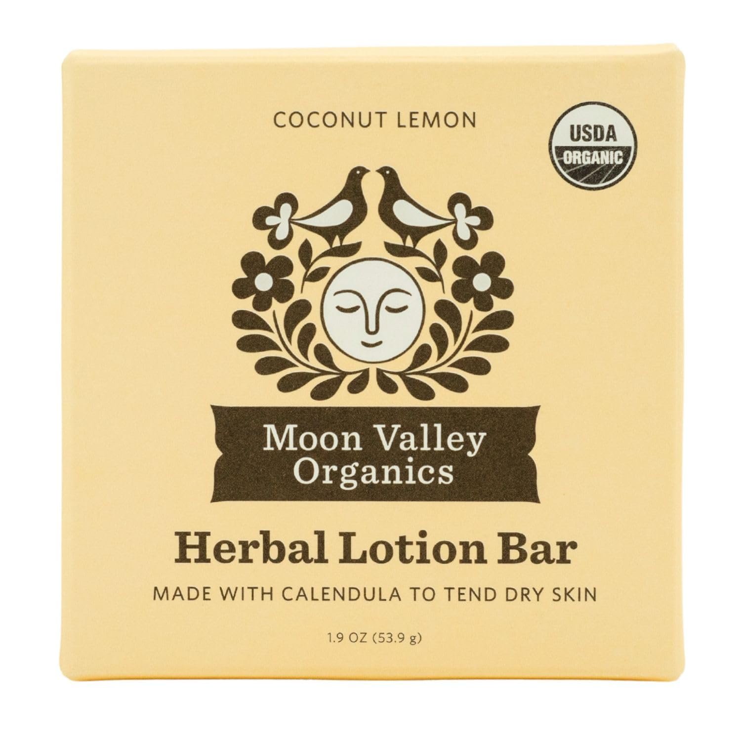 Moon Valley Organics Herbal Lotion Bar, Coconut Lemon