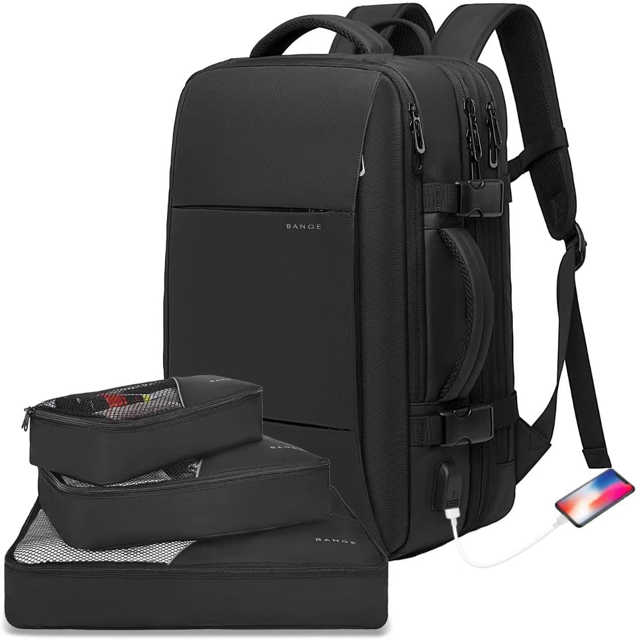BANGE 45L Carry On Backpack, Weekender Travel Backpacks, 17.3 inch Laptop Back Pack Business Expandable Bag for Men and Women… (Blake45L（with3cubes)…