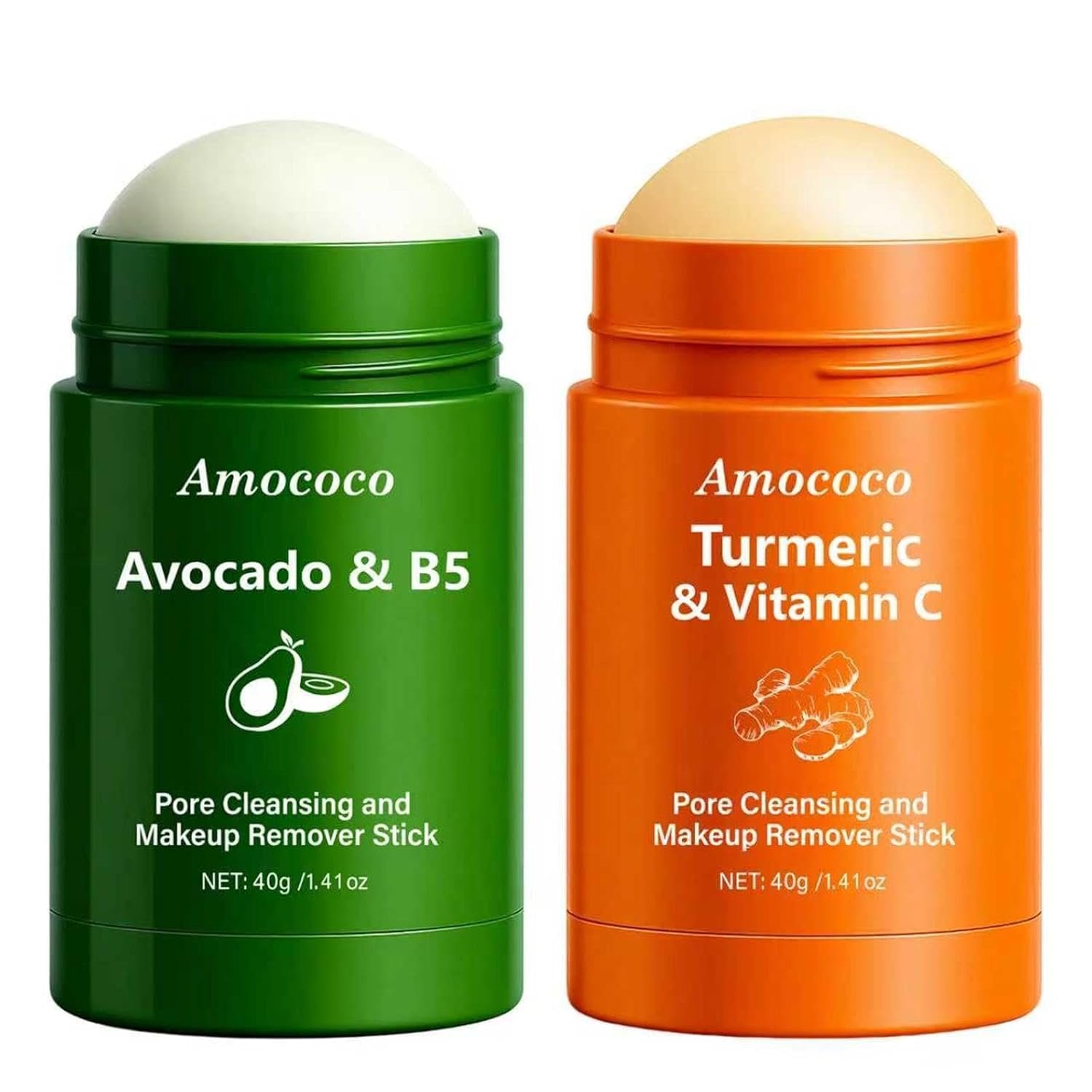 2 Packs Cleansing Makeup Remover Stick, Turmeric & Shea Butter Formula for Sensitive Skin, Gentle Make Up Melting Cleanser & Waterproof Mascara Remover, Travel-Friendly, 1.41 Oz*2
