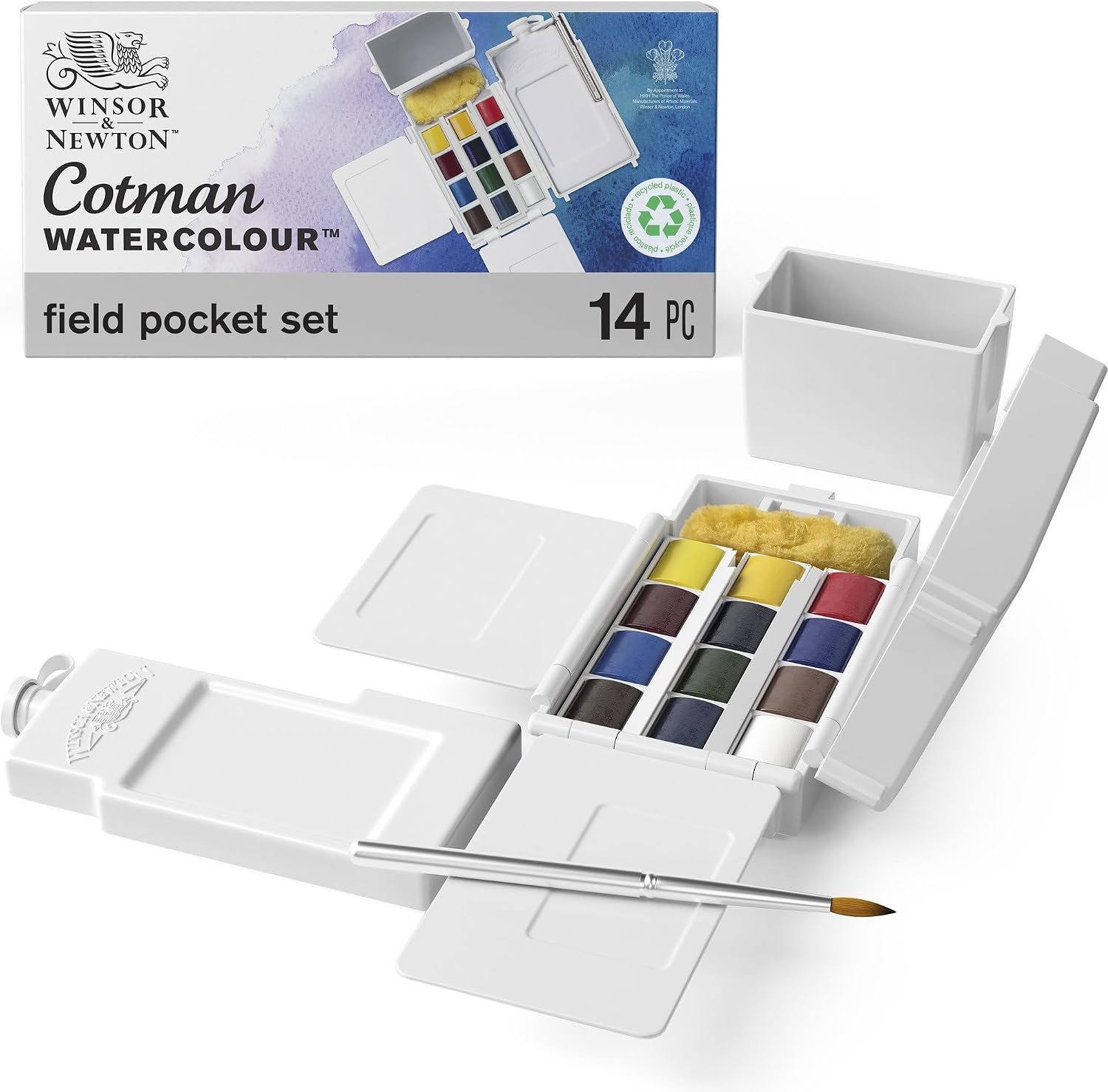 Winsor & Newton Cotman Watercolor Paint Set, 12 Half Pan Field Pocket Set