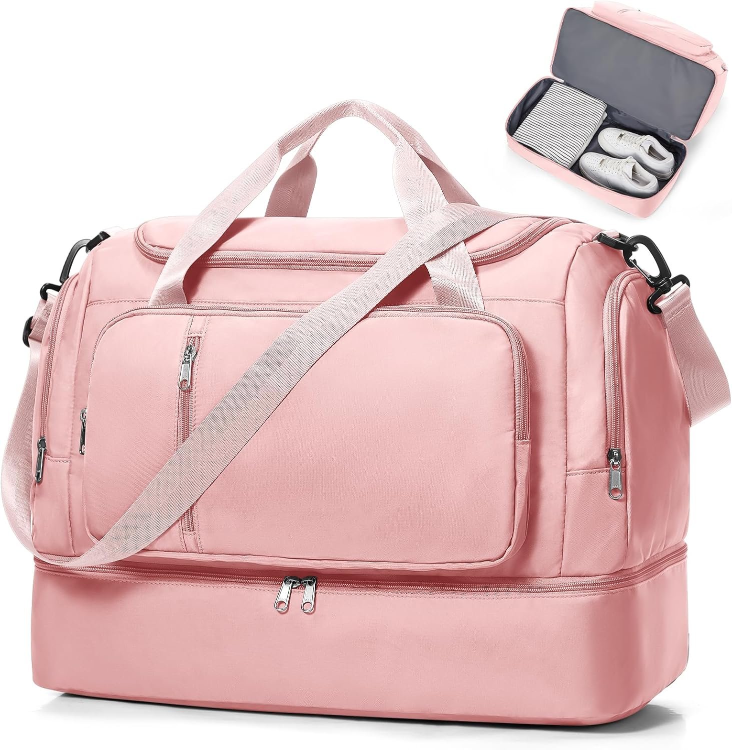 Travel Duffle Bag with Shoes Compartment,Overnight Weekender Bags for Women