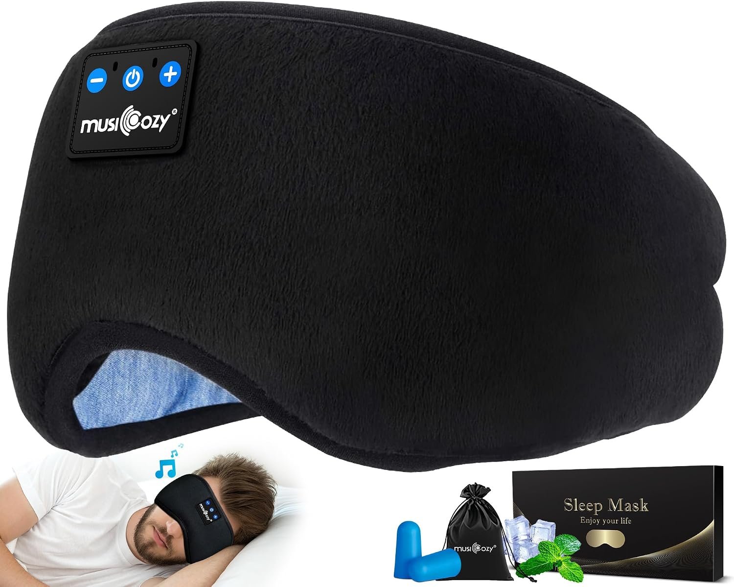 MUSICOZY Sleep Headphones Bluetooth 5.4 Sleep Eye Mask with HD Speakers