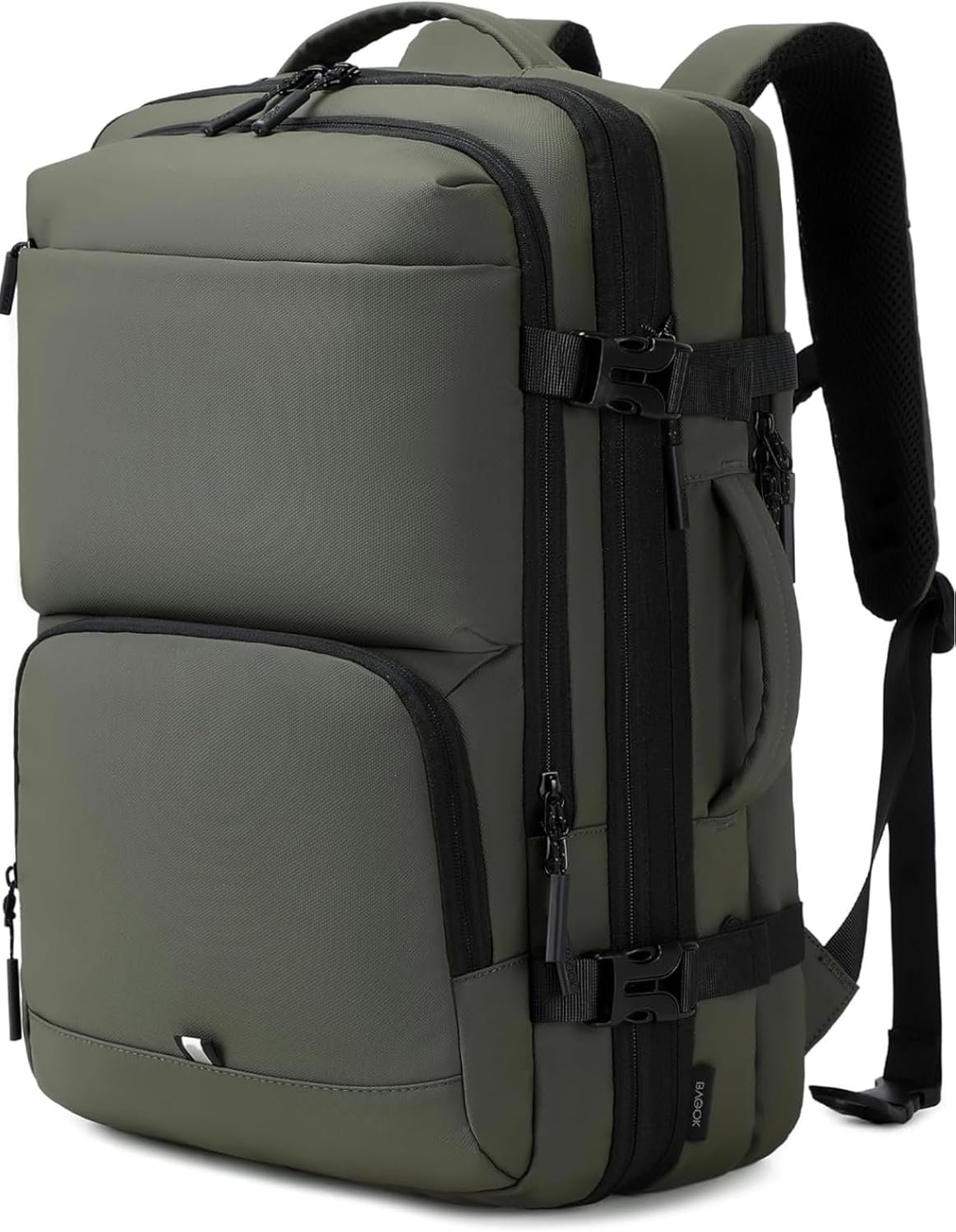 BAGOK Carry On Travel Backpack, 35L-40L Expandable Extra Large Airline Approved,Lightweight Daypack for Men and Women（Green）