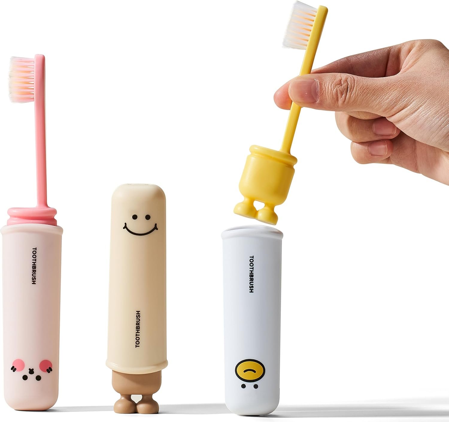 Folding Toothbrush with Built-in Cover, Perfect for Travel, Hiking & Camping, Compact & Portable, Toothbrush with Soft Bristles, for Adults & Kids (3 Count)