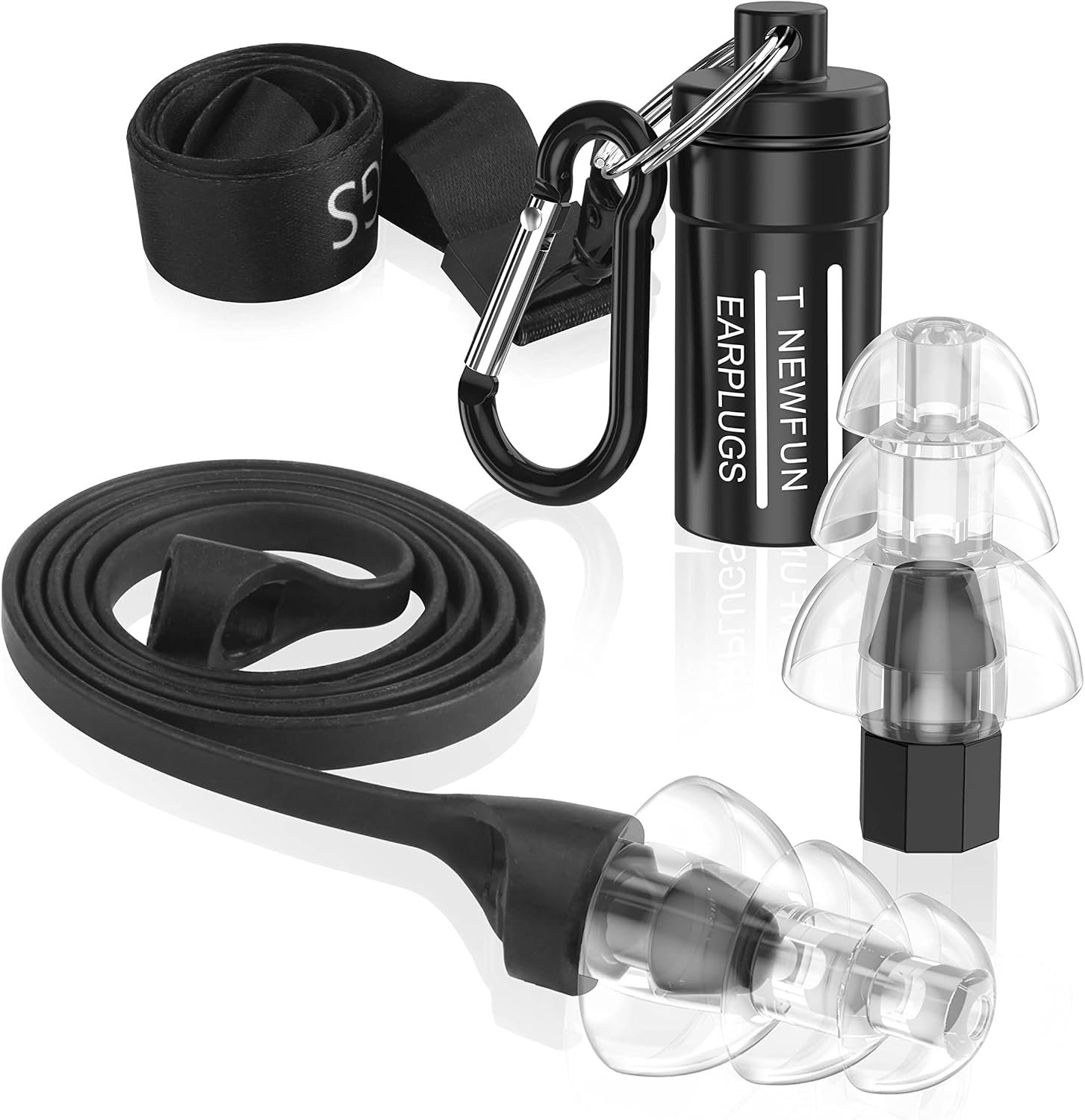 High Fidelity Earplugs – Comfortable, Reusable Silicone Ear Plugs with Cord for Snoring, Shooting Range, Concerts, Travel. 30db Noise Canceling Protects Hearing for Men & Women. Stylish Black