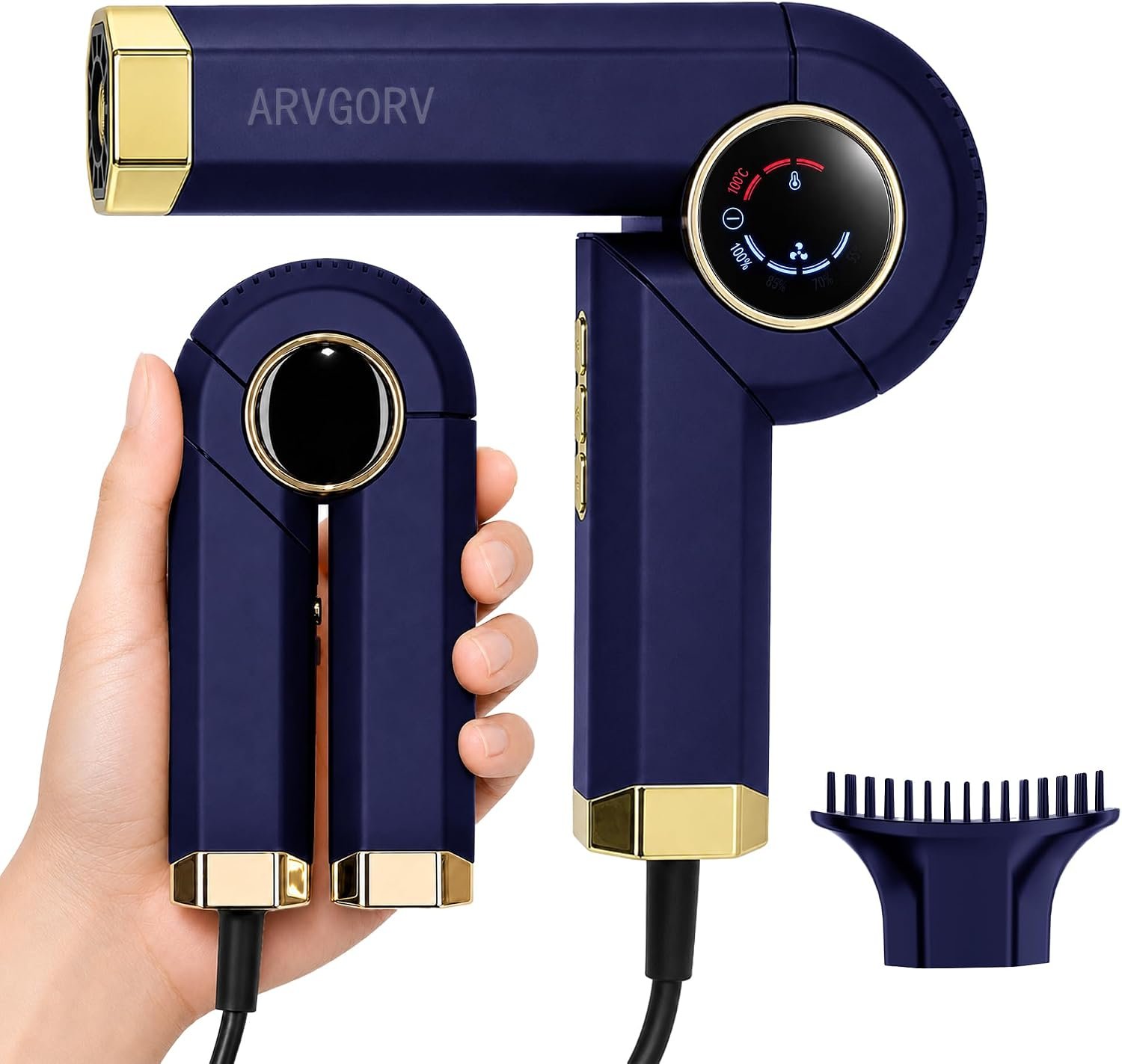 Travel Hair Dryer, Foldable Ionic Blow Dryer for Fast Drying