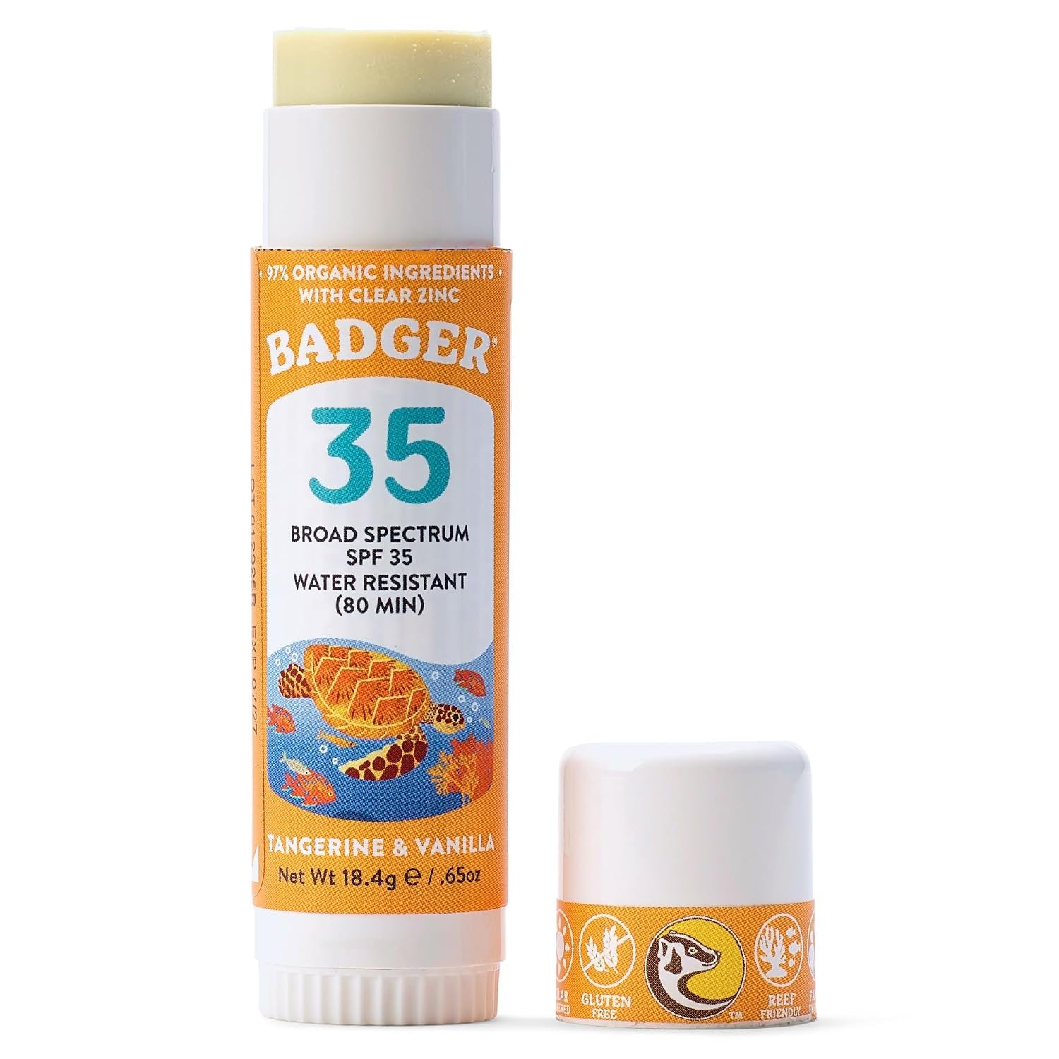 Badger Kids Mineral Sunscreen Face Stick SPF 35, Organic, Reef Safe, .65 oz
