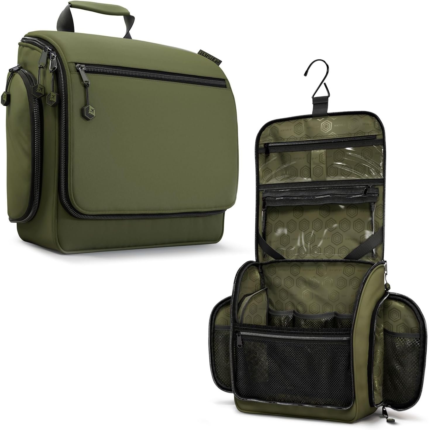 VENTURE 4TH Hanging Travel Toiletry Bag, 18 Compartments – Forest Green