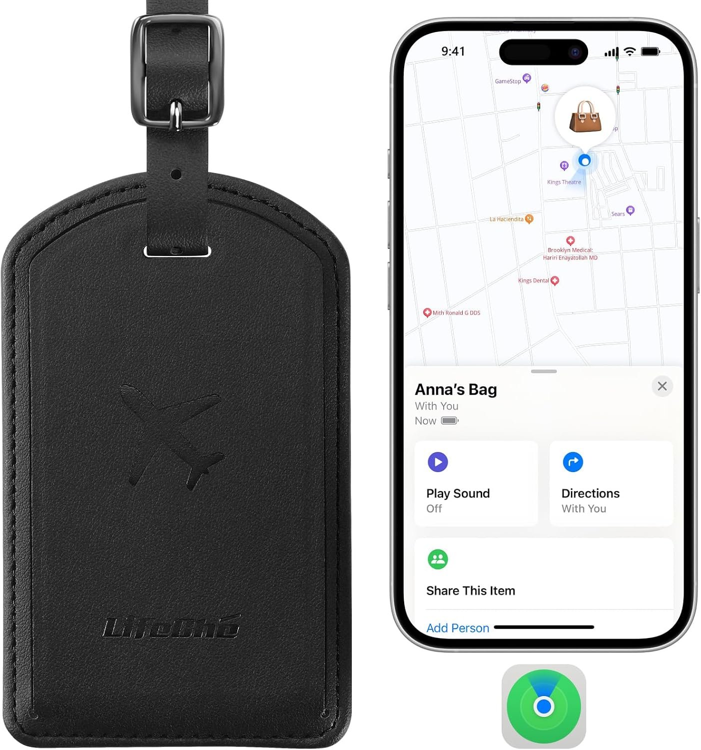 Luggage Tags Built-in Anti-Loss Tracker, Luxury Leather Luggage Tags for Suitcase, Travel Bags, Backpacks, Travel Organizer for Lost Baggage Prevention