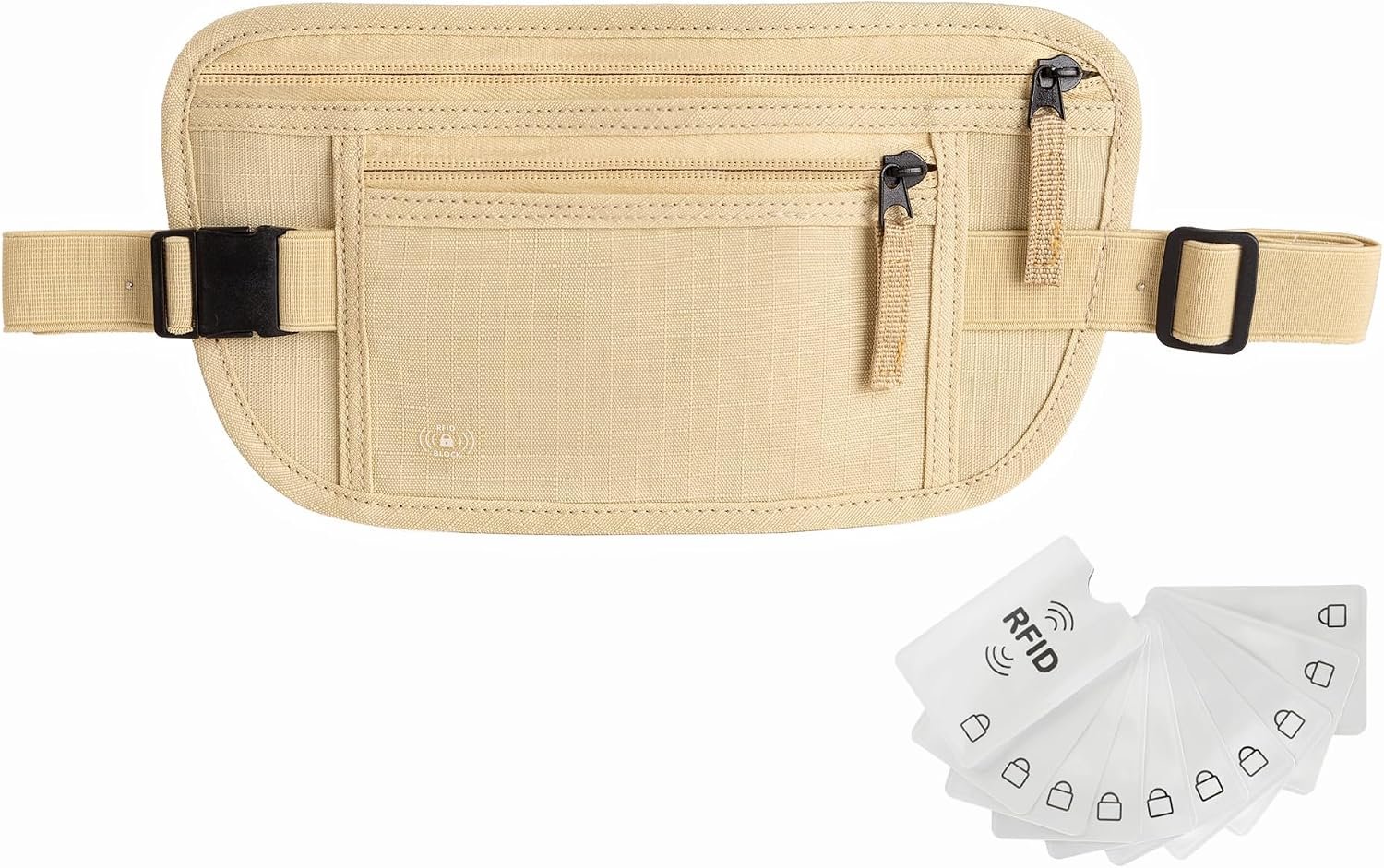 Money Belt for Travel Fanny Pack for Men Hidden Travel Pouch Fanny Pack for Women Hidden Rfid Passport Holder for Travel (Beige)