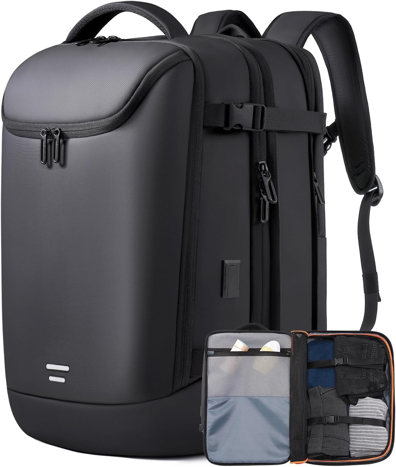 TANGCORLE Travel Carry on Backpack 50L Expandable Flight Approved Backpacks 17.3 inch Laptop and USB Charging Port bags Water Resistant Business Back Pack for Women & Men