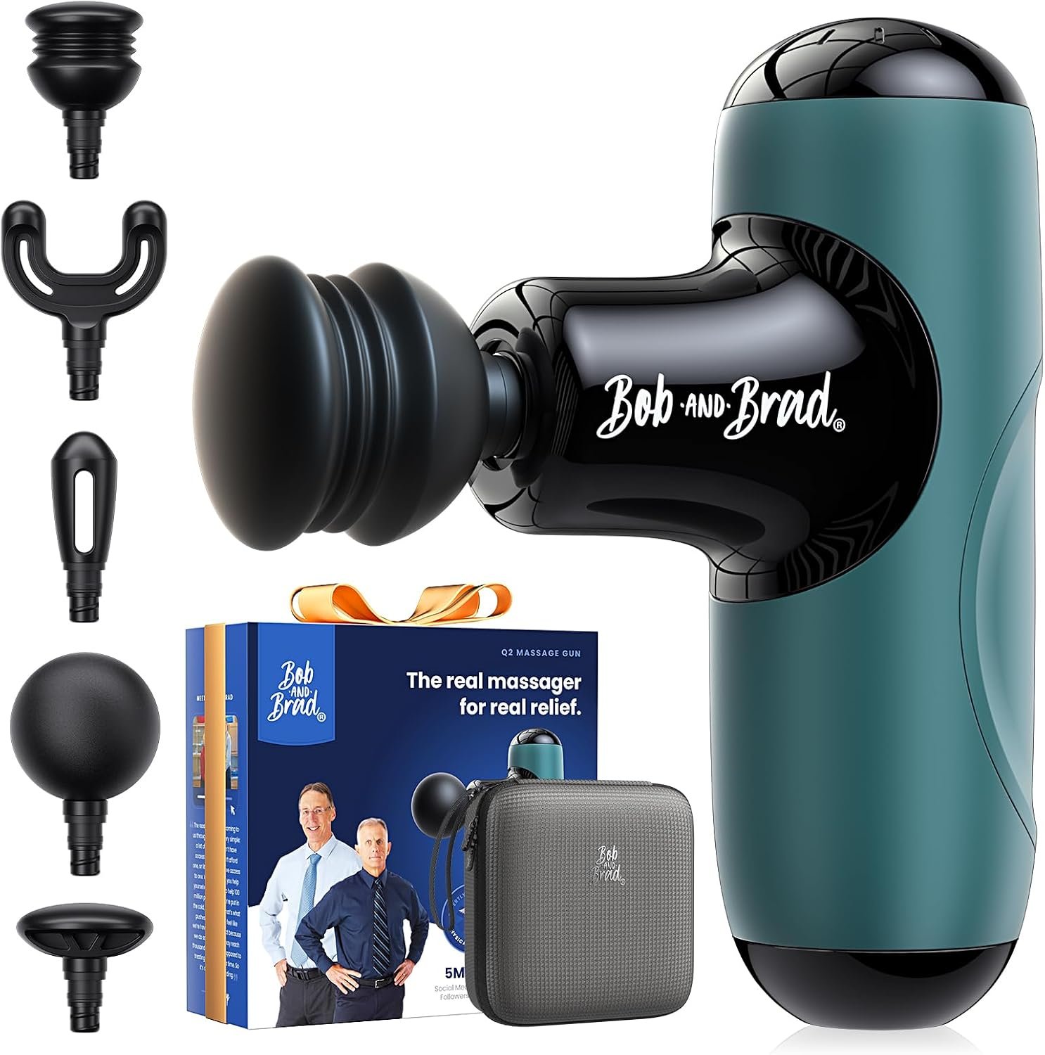 BOB AND BRAD Q2 Mini Massage Gun, Pocket-Sized Deep Tissue Massager Gun, Portable Percussion Muscle Massager Gun, Ultra Small & Quiet Muscle Massage Gun with Carry Case