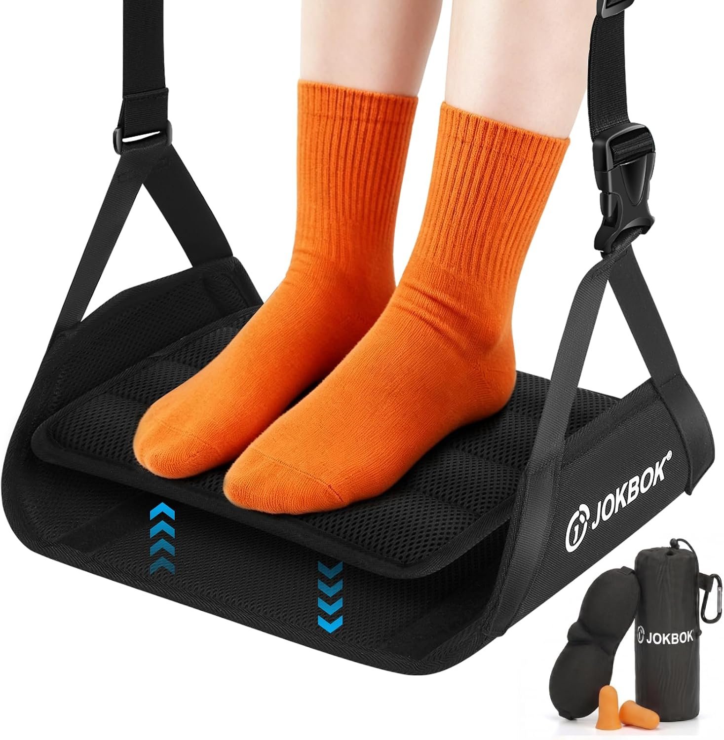 ExtraWide 2in1 Airplane Foot Hammock, NoSqueeze Long Flight Footrest