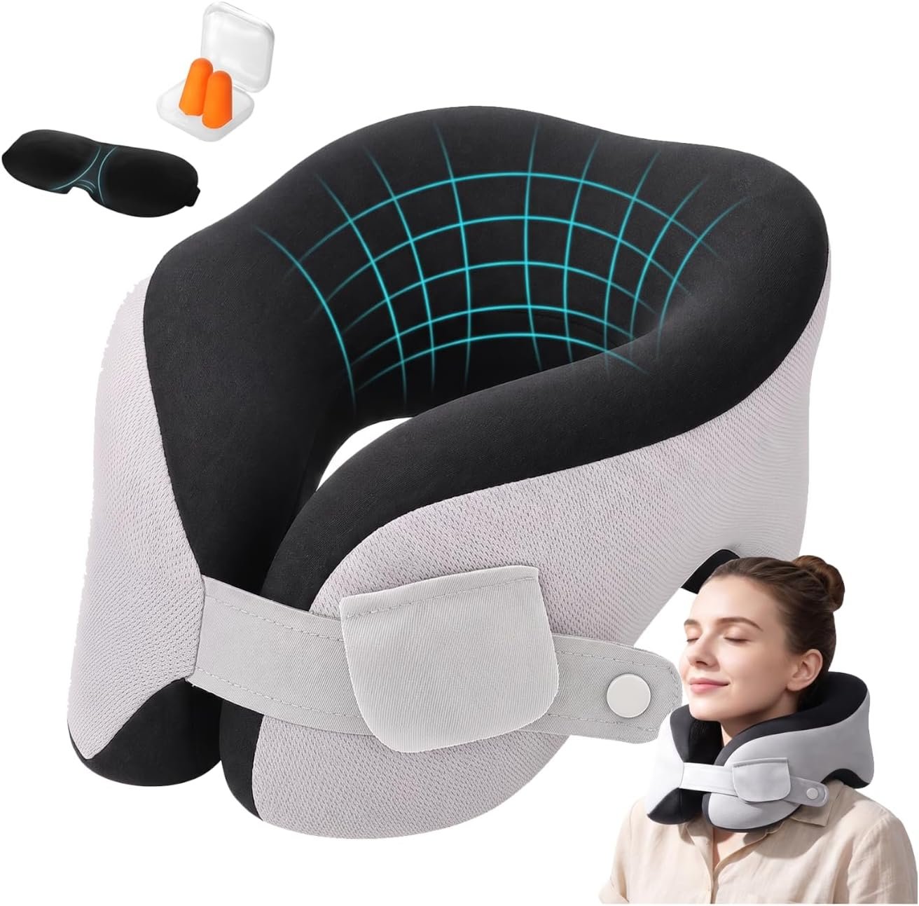 Travel Neck Pillows for Airplanes-6 in 1 Wear Styles, Relief Neck Pain