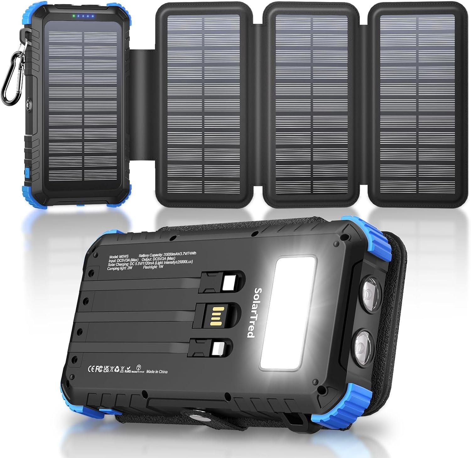Solar Power Bank 20000mAh with 4 Panels