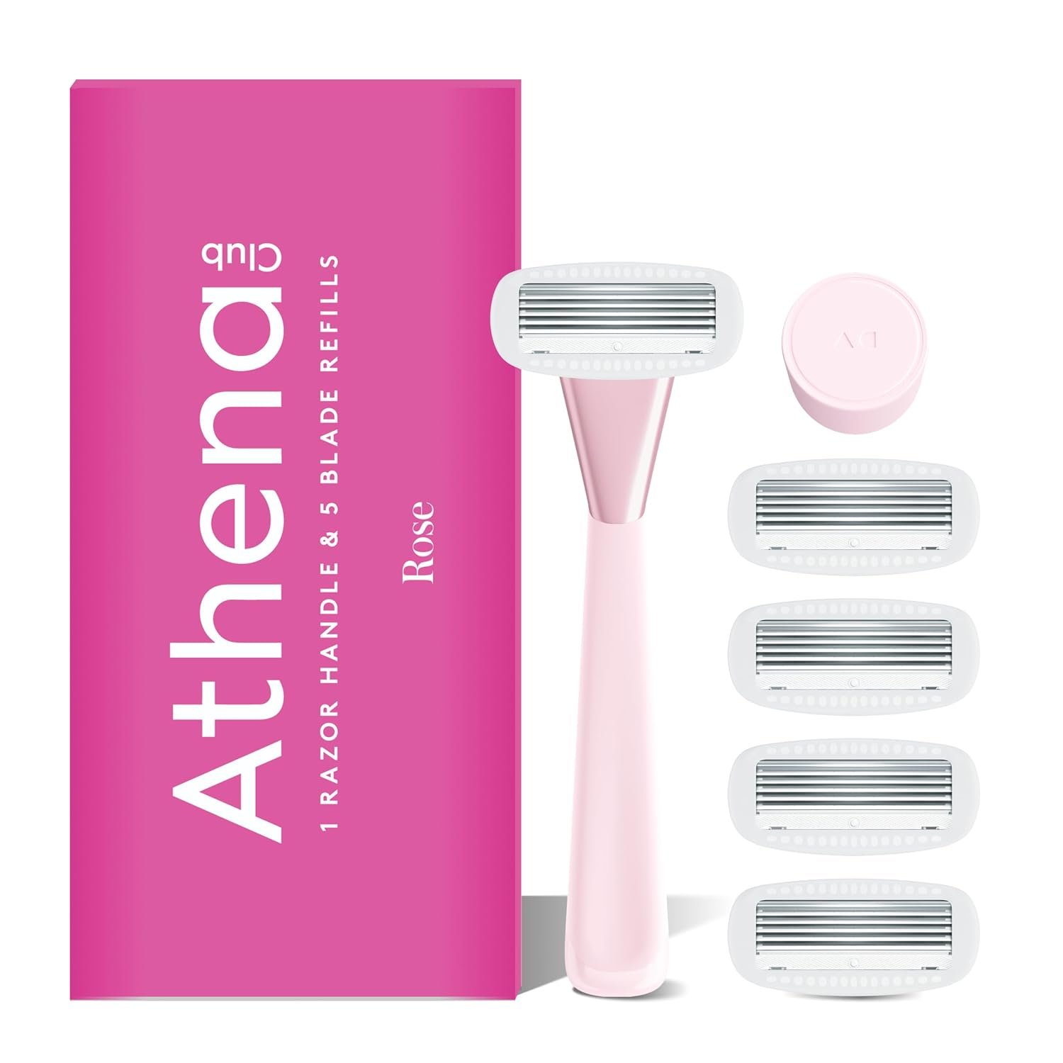 Athena Club Women’s Razor Kit, 5-Blade Razor, Rose, 5 Refills