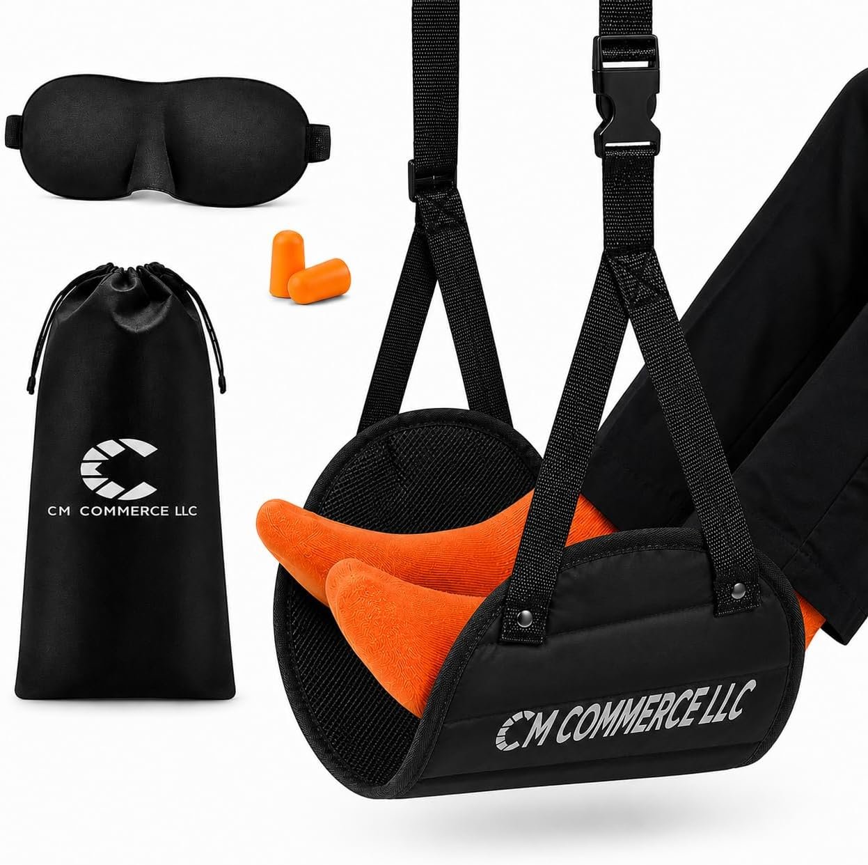 Airplane Foot Hammock – Portable Airplane Foot Rest with Adjustable Strap