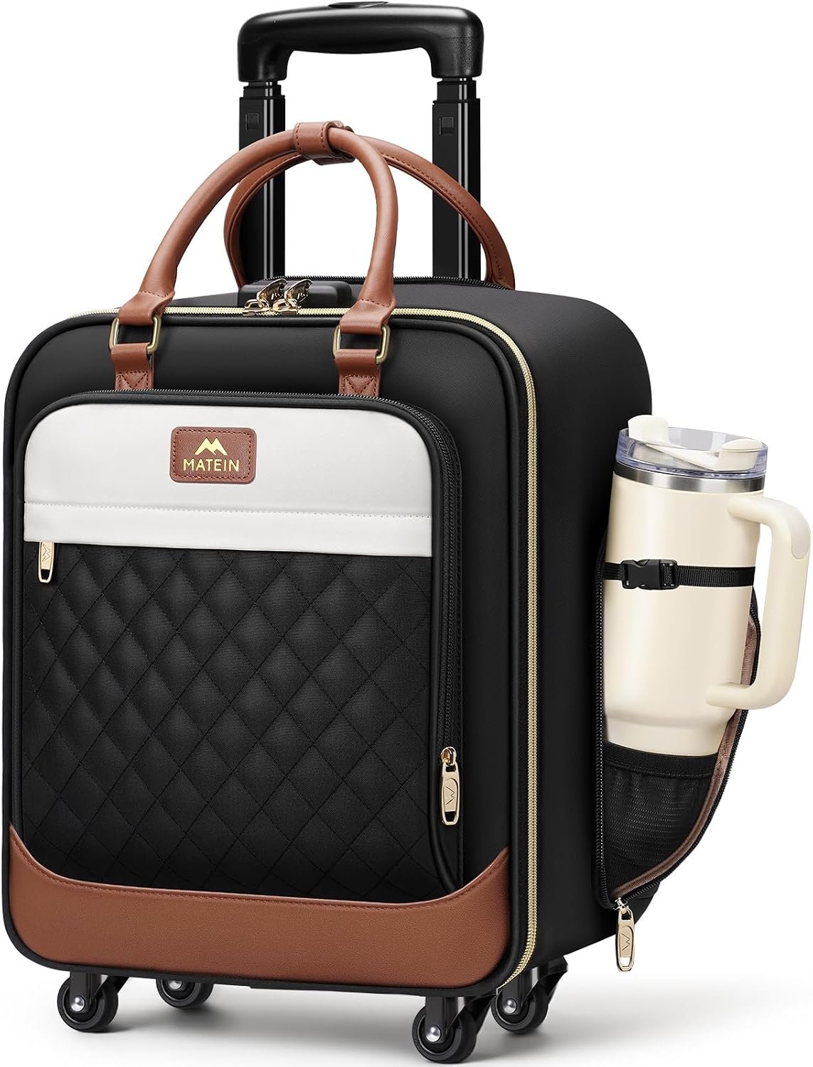 MATEIN Underseat Carry On Luggage with Wheels, 16″ Rolling Underseat Bag