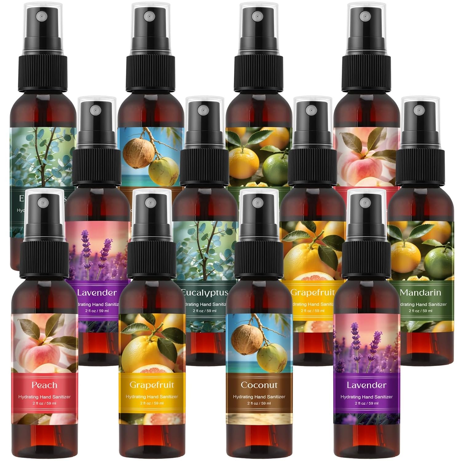 12 Pcs Hydrating Hand Sanitizer Spray Bulk Travel Size, 2 Fl. oz