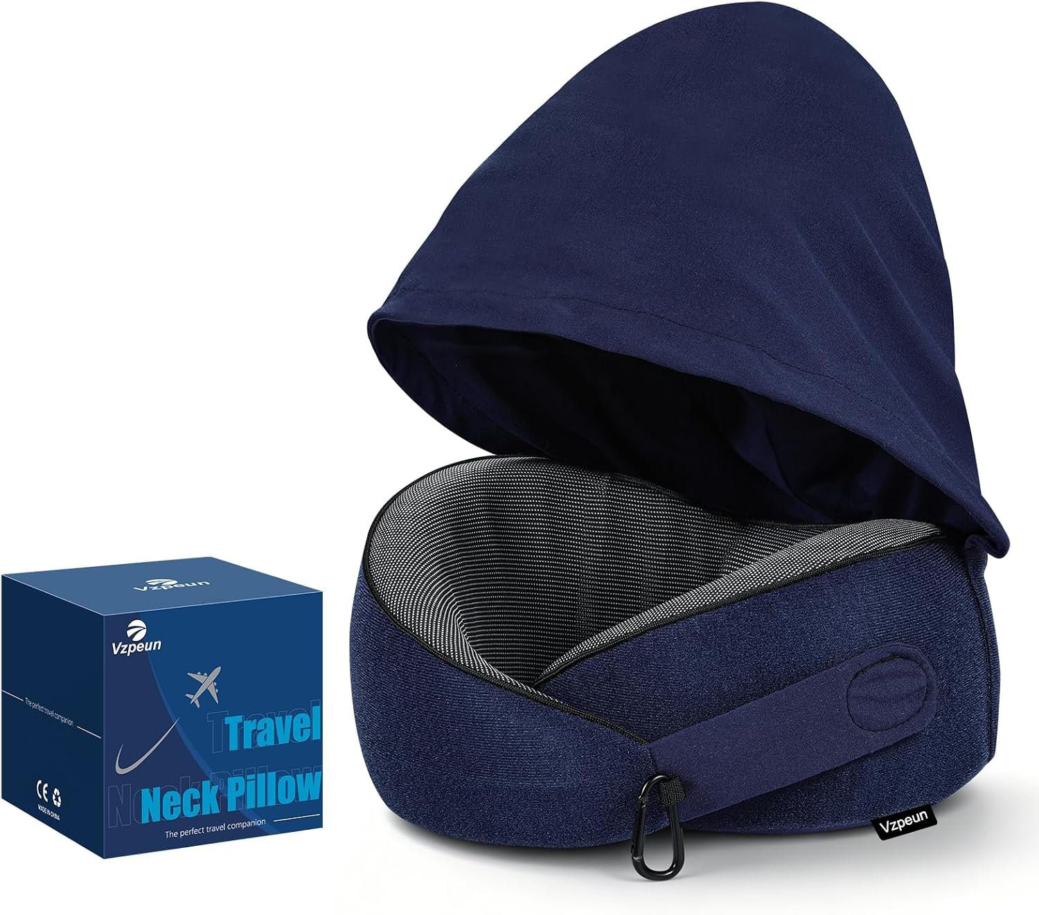 Travel Pillow for Airplane, Hooded Memory Foam Neck Pillow for Sleeping