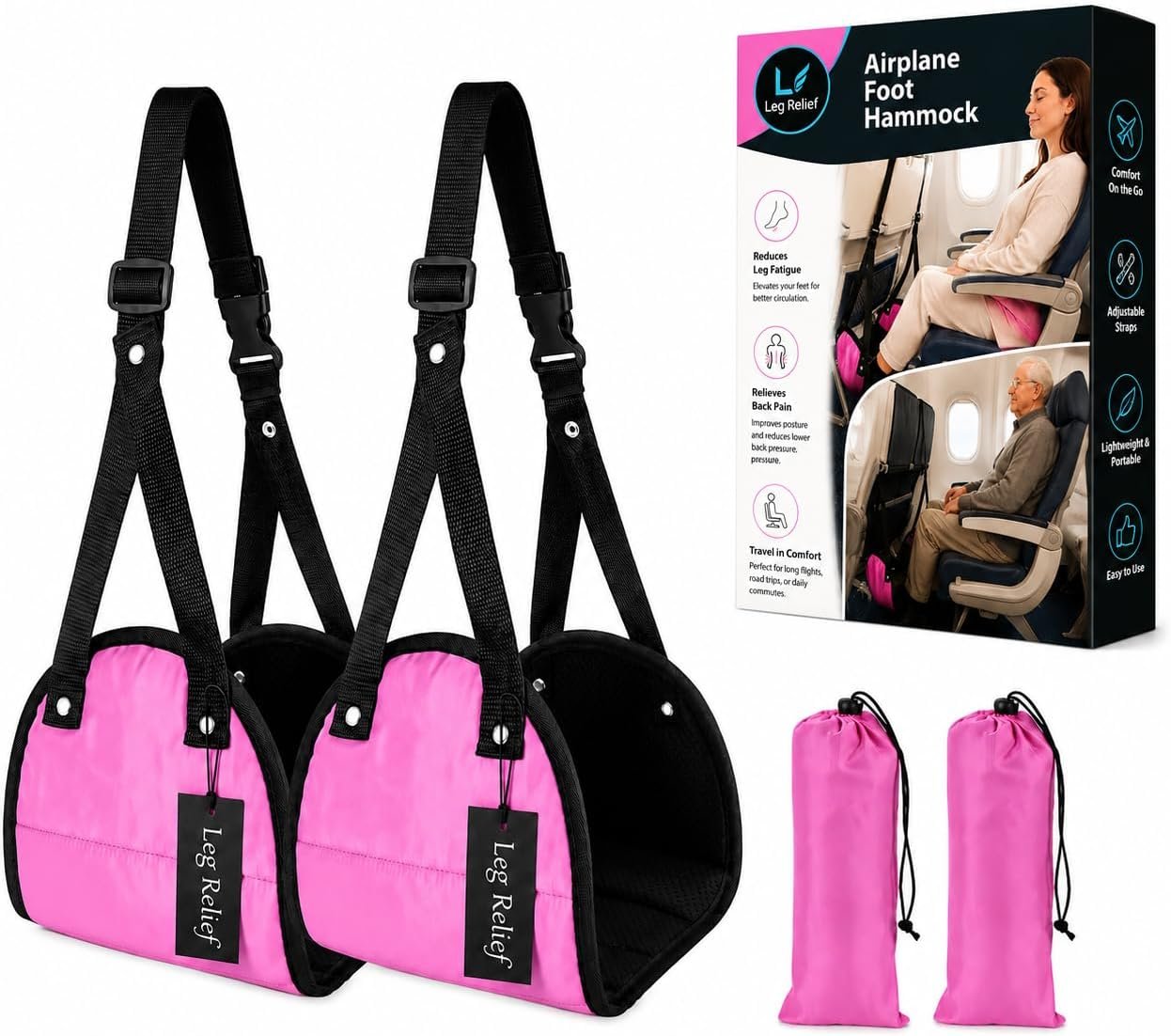 Airplane Foot Hammock for Long Flights – Adjustable Foot Rest for Air Travel, Portable Under Desk Footrest, Travel Foot Rest Airplane Comfort, Planefoot Hammock for Plane Travel,Travel Foot Hammock
