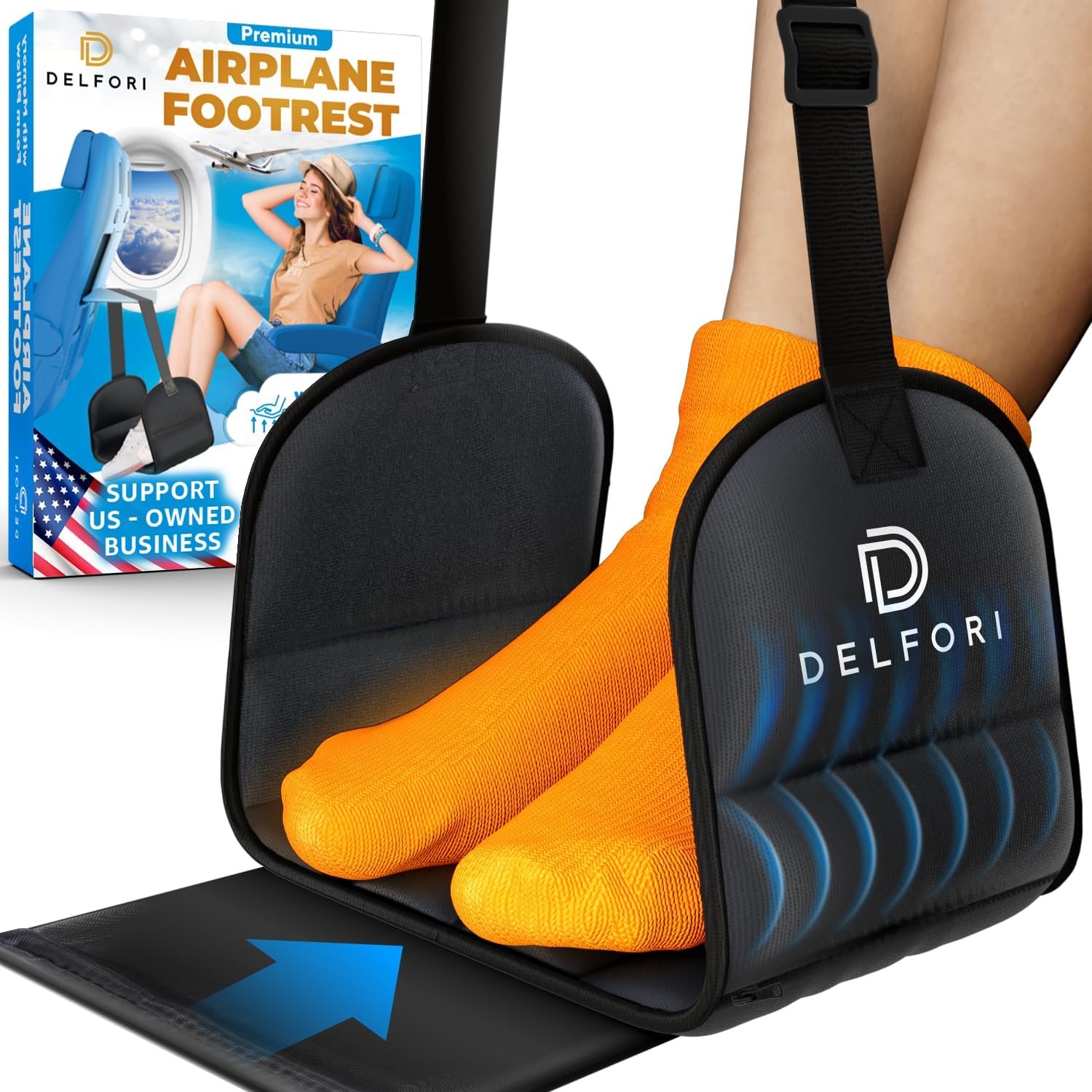 Foot Hammock for Plane Travel, Airplane Foot Rest and Leg Sling, Delfori