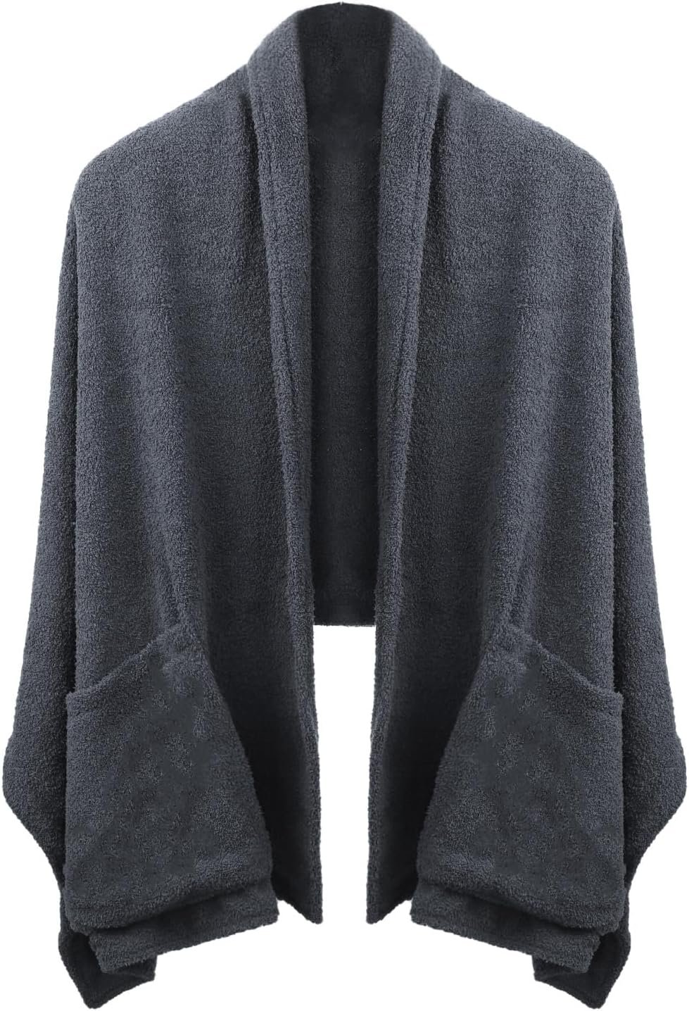 Womens Wearable Blanket Cozy Fleece Oversized Pockets Shawl Poncho Cape Winter Plush Warm Shoulder Wrap Cloak Shrug