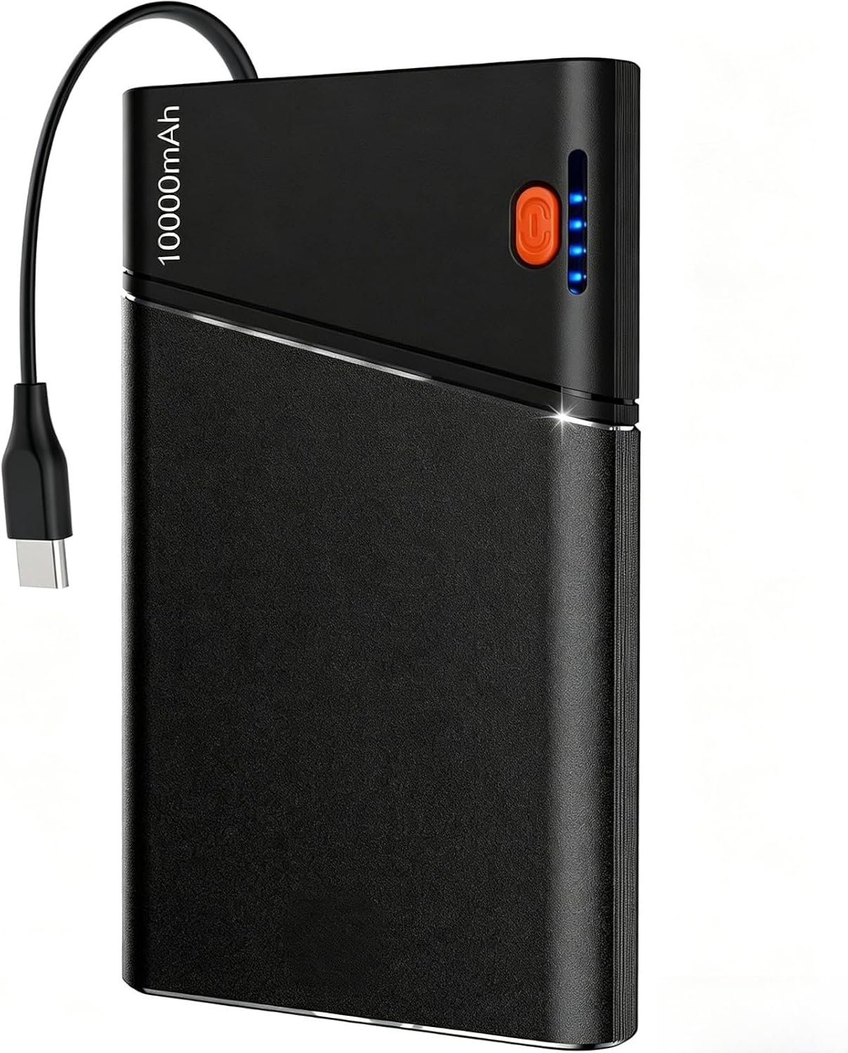 Aaoyun 10000mAh Portable Power Bank, 22.5W PD Fast Charging Battery Pack with Built-in USB-C Cable, Ultra-Slim External Phone Charger for iPhone 17/16/15, Samsung Galaxy S24, Android (Black)
