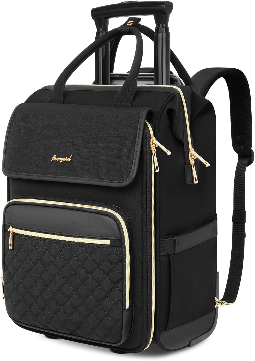 Arcoyard Rolling Backpack for Women, Travel Rolling Laptop Backpack with Wheels, Vertical & Horizontal Storage 2 In 1, Flip-Top Design, Water-Resistant Overnight College Underseat Carry on Luggage