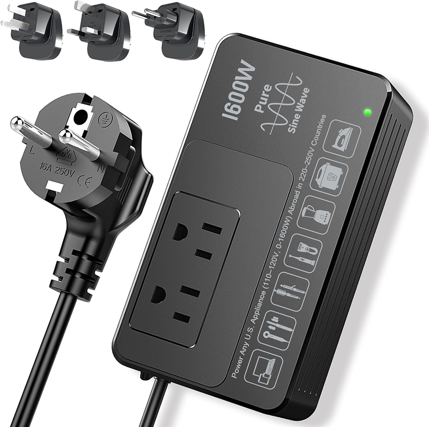 1600W 220V to 110V Converter, Power Any 110–120V U.S. Appliance in 220–250V