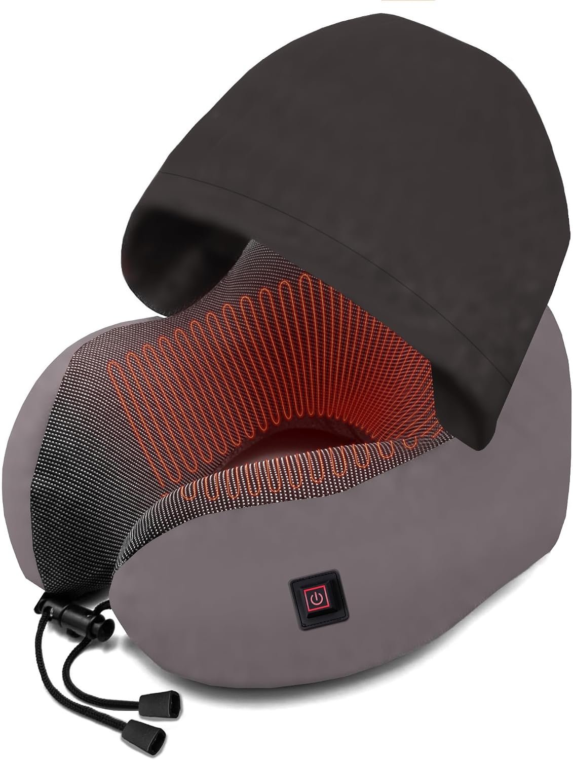 Cordless Portable Heated Neck Pillow with 5000mAh Power Bank, Neck Wrap Warmer with Hood, Memory Foam Pillow for Neck Pain Relief, Neck Support Pillow for Airplane, Car, Office