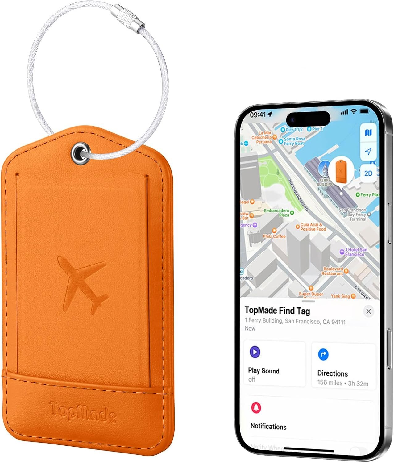 TopMade Luggage Tags, Works with Apple Find My, Smart Suitcase Tag Tracker