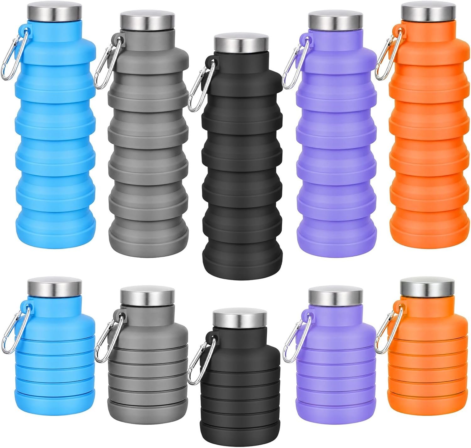 5Pcs Collapse Water Bottles, 16oz Foldable Portable Leak-Proof