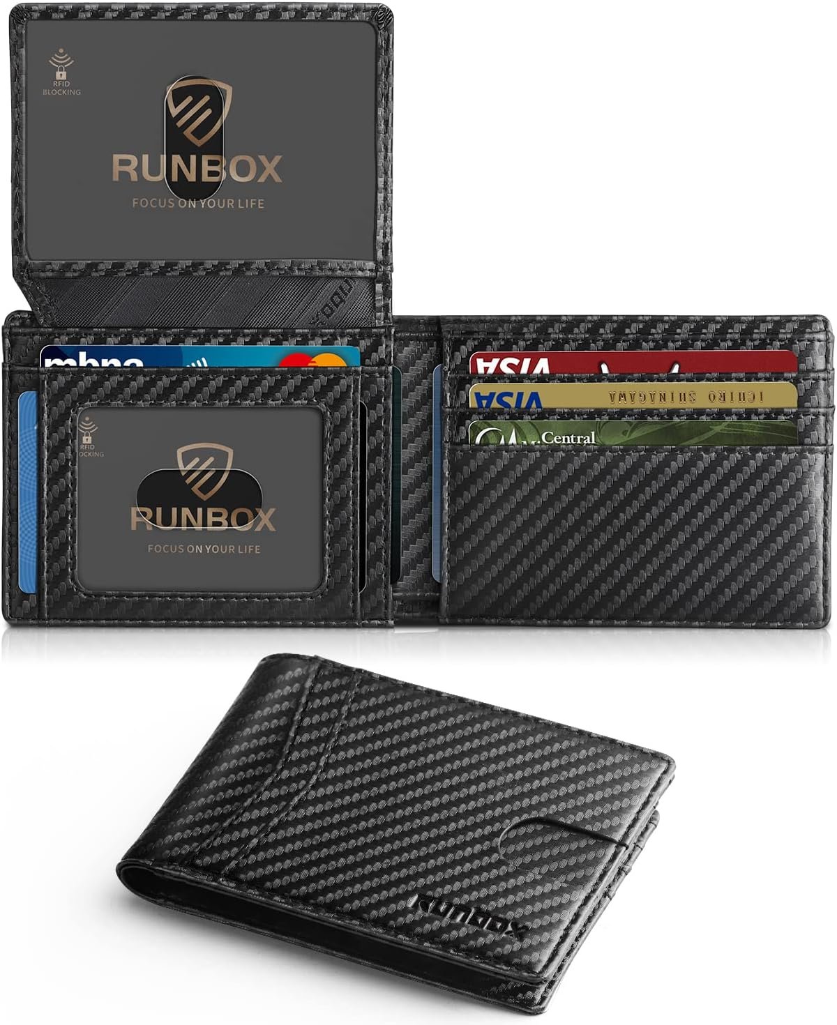 RUNBOX Wallet for Men -Slim Rfid Leather Mens Bifold Novelty Wallets 2 ID Window With Gift Box Men’s Accessories