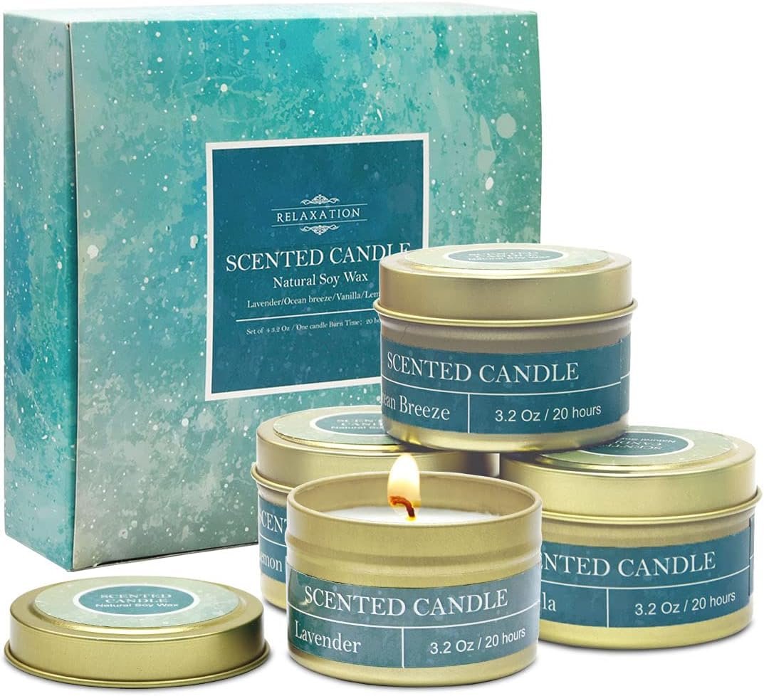 DEYBBY 4oz Natural Soy Wax Scented Candles 4 Pack 20 Hours Burn Time