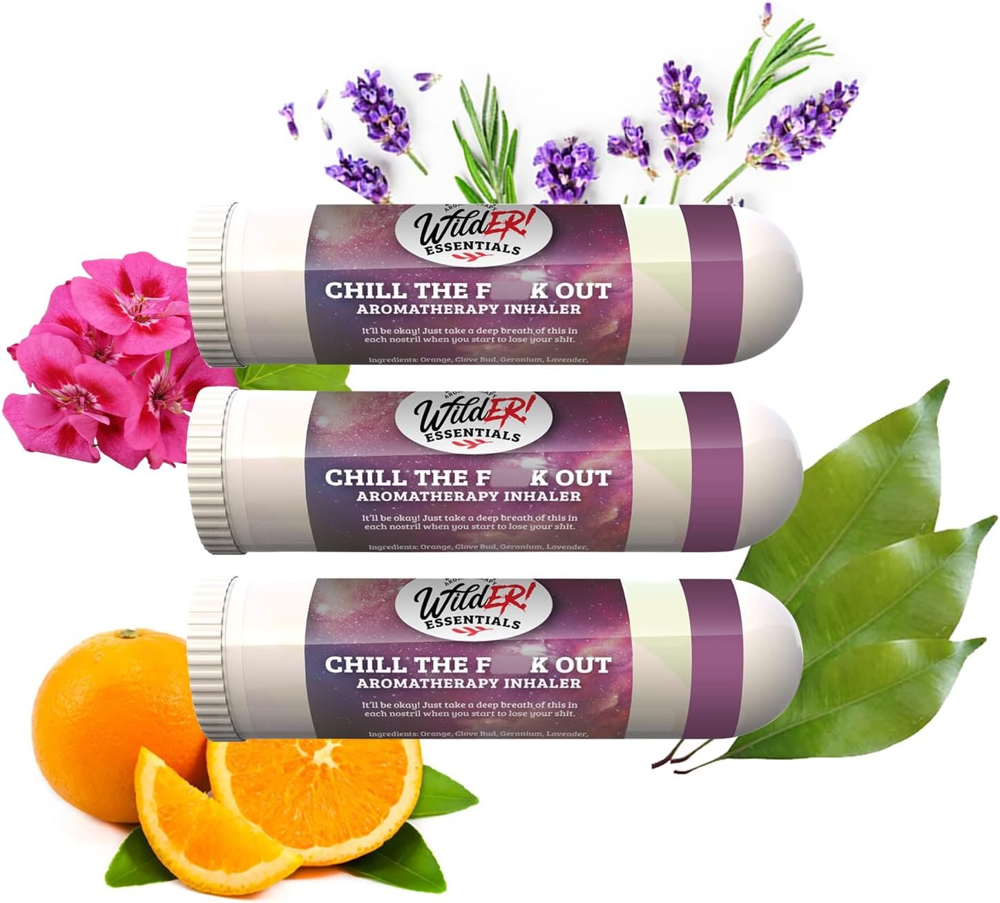Chill The F Out Nasal Inhalers 3 Pack | Calming Aromatherapy Oil Sticks