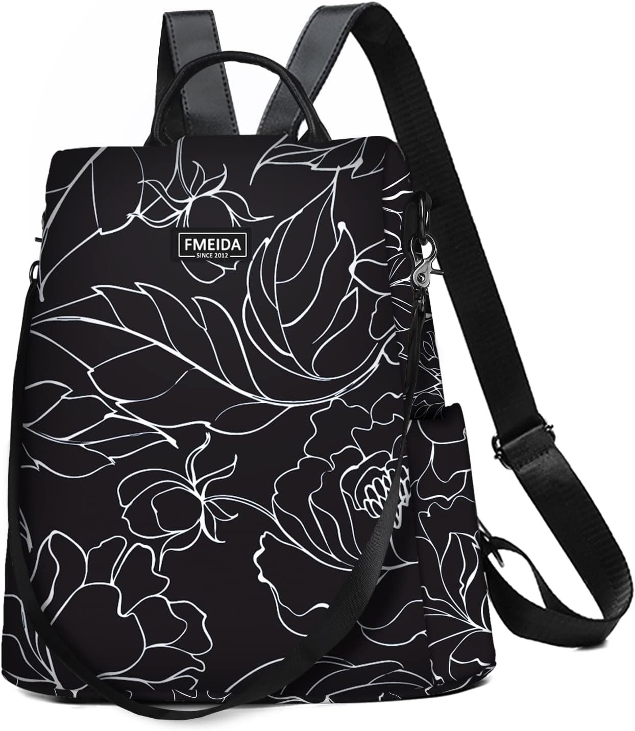 Fmeida Women’s Anti-Theft Backpack Purse | Lightweight Travel Daypack for College, Work & Outdoor | Nylon Back pack with Minimalist Floral Design