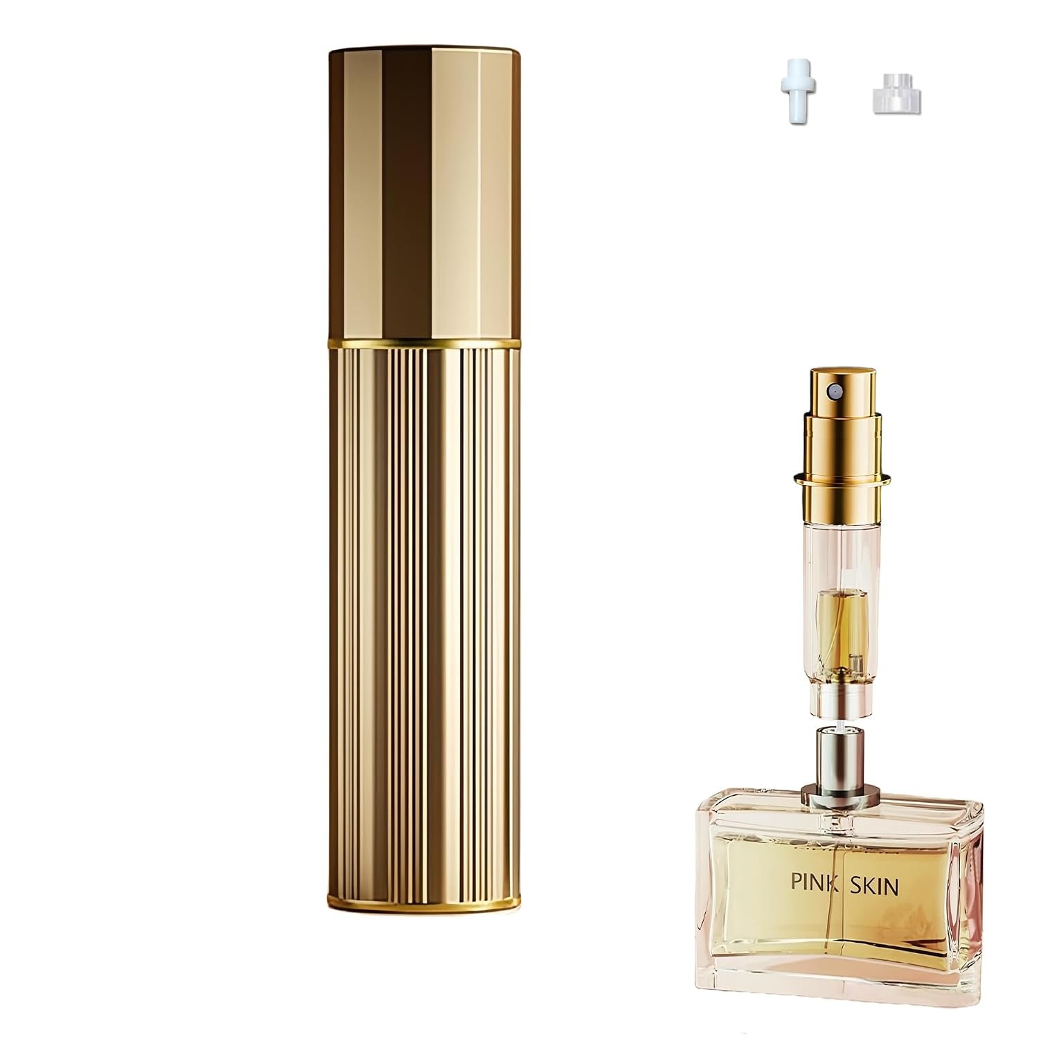 Perfume Travel Refillable Bottle Cologne Portable Atomizer Fragrance Scent Sprayer Pump Fill from Bottom Mini Pocket Size 5ml for Travel Essentials & Best Gift (gold)